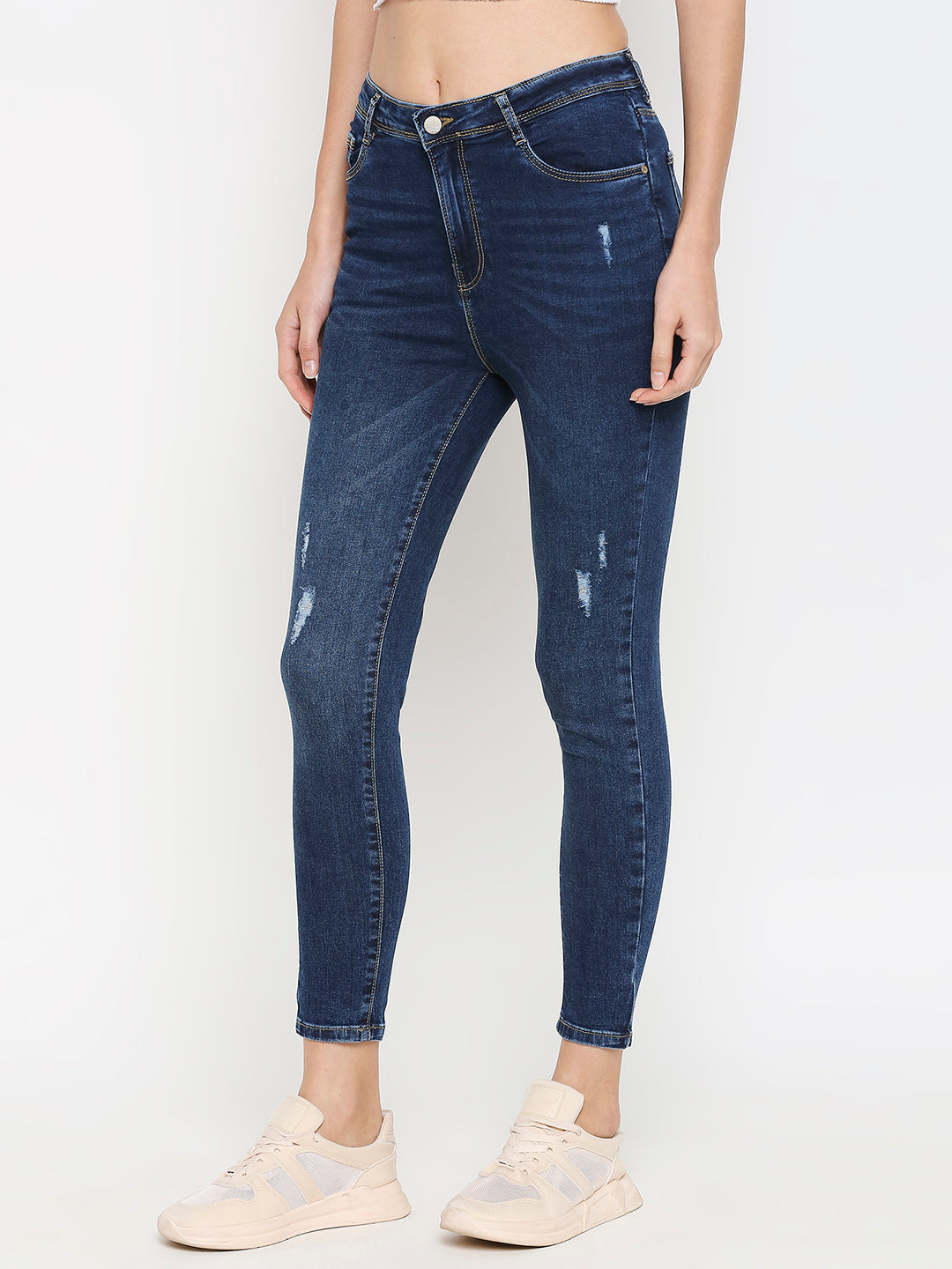 Women High-Rise Skinny Ripped Jeans