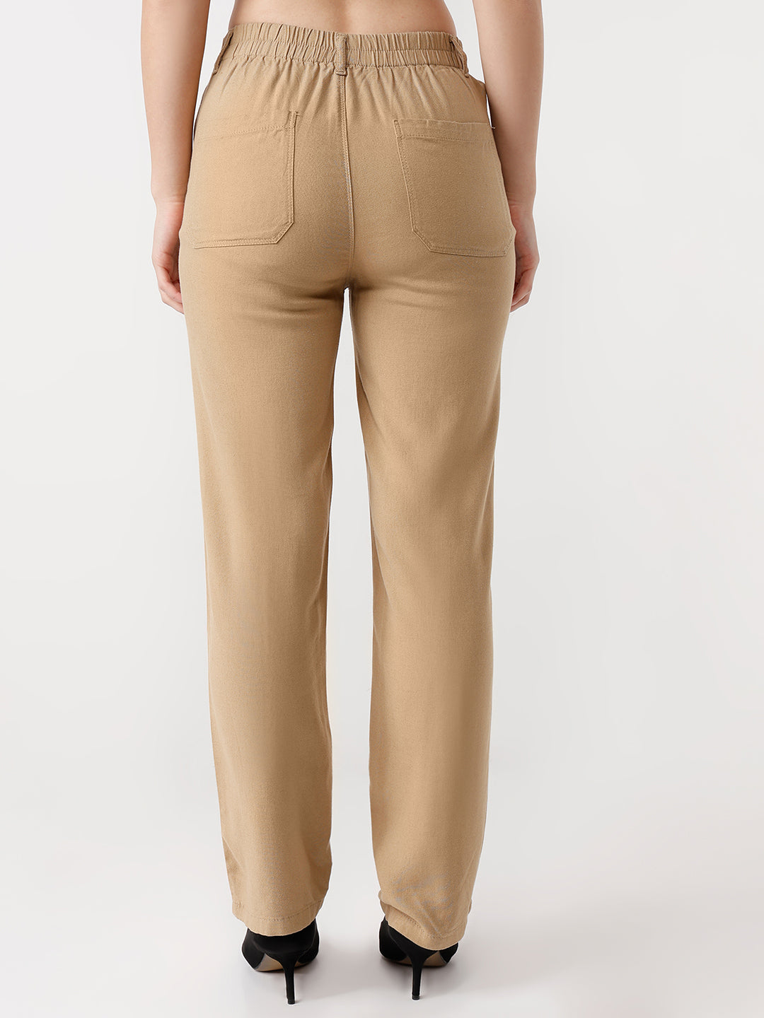 Women Wheat Loose Straight Fit Korean Pants