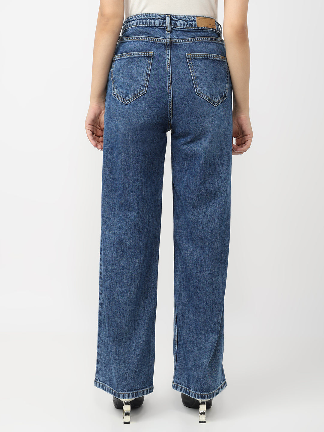 Blue High-Rise Straight Fit Jeans