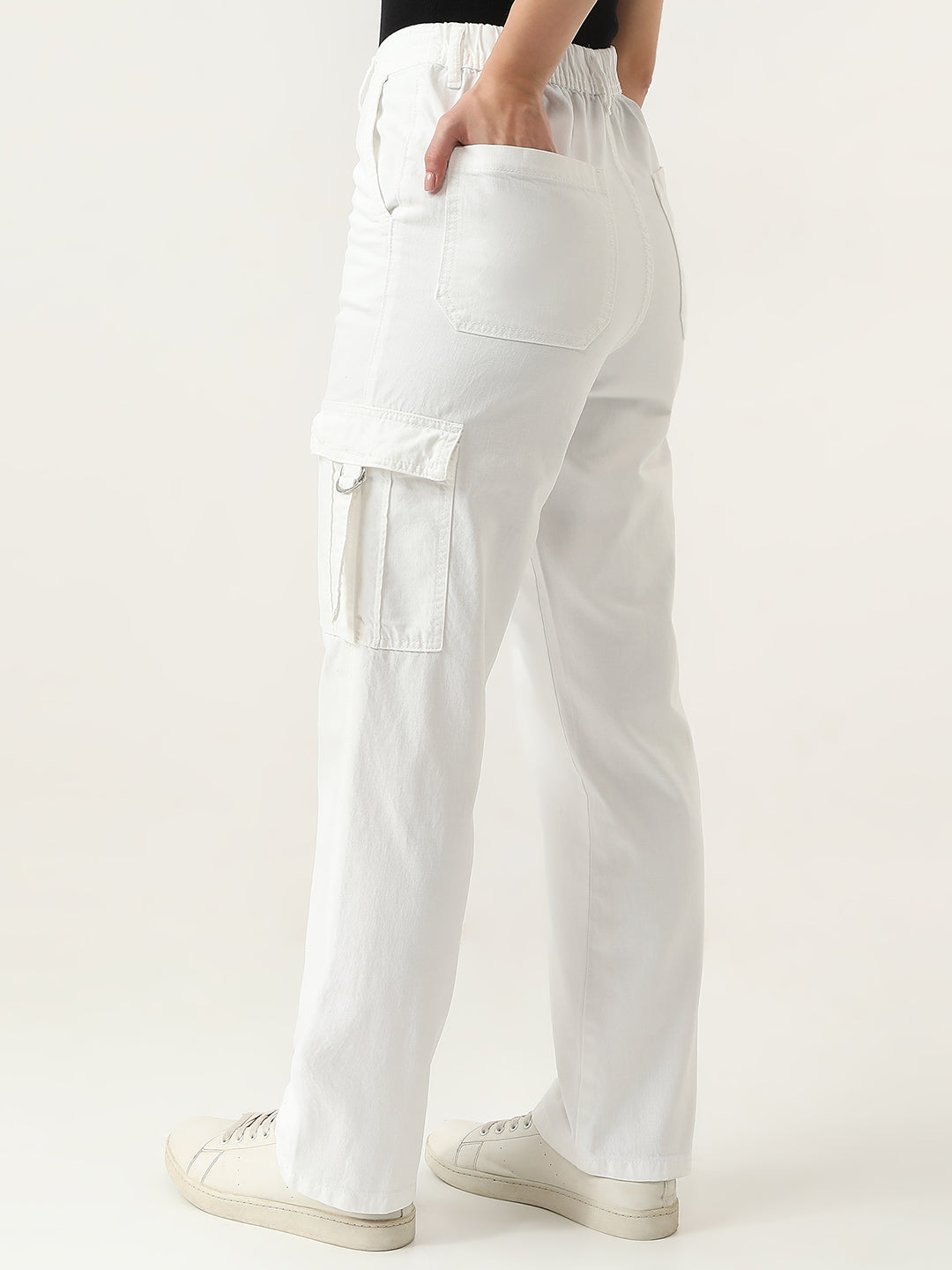 Women White High-Rise Cargo