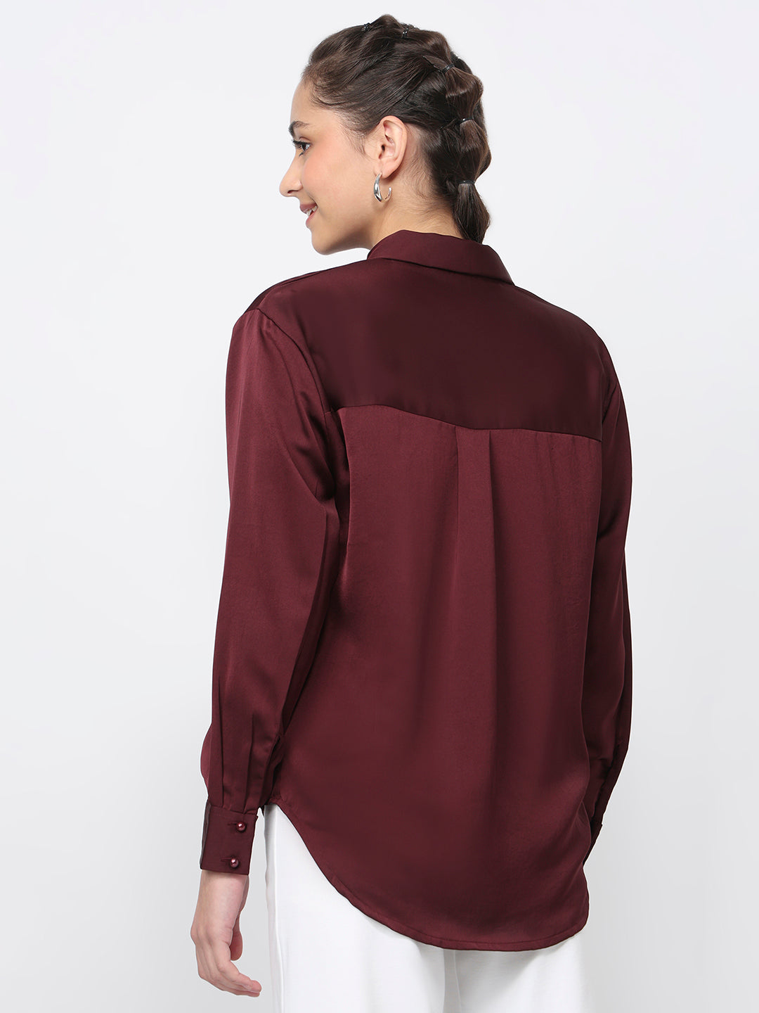 Women Wine Oversized Shirt