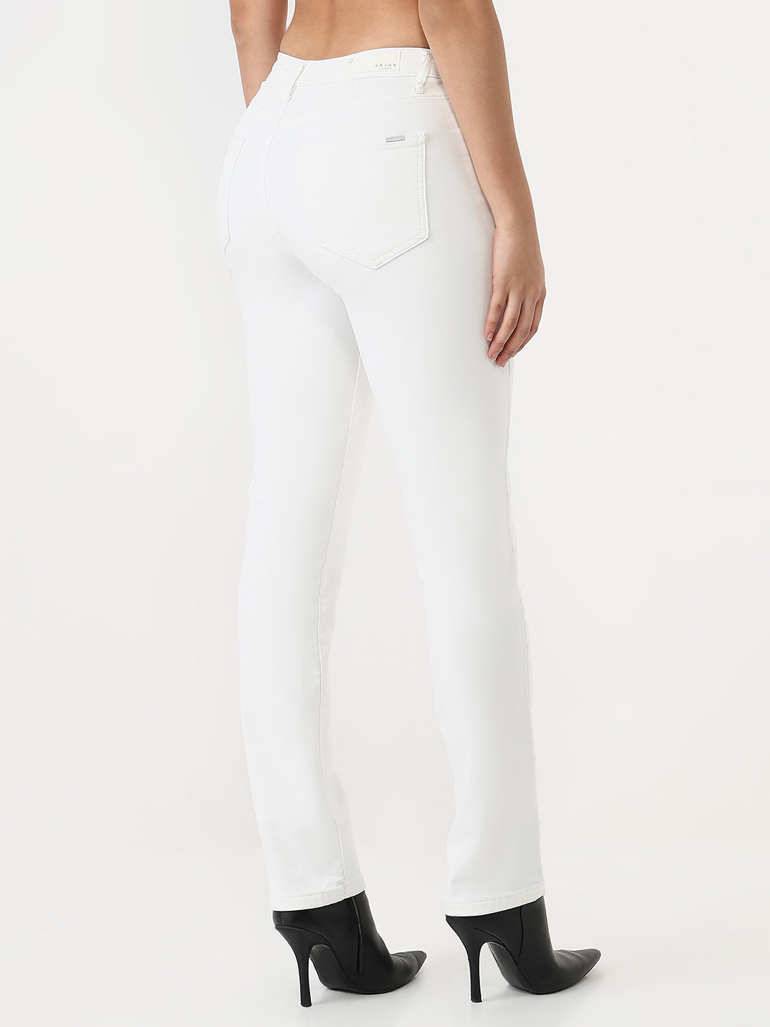 Women White High-Rise Slim Straight Fit Jeans