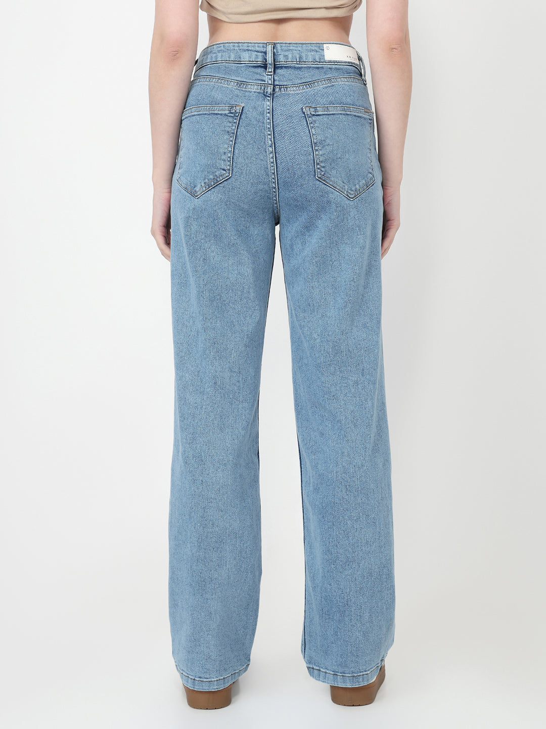 Women Light Blue High-Rise Baggy Jeans
