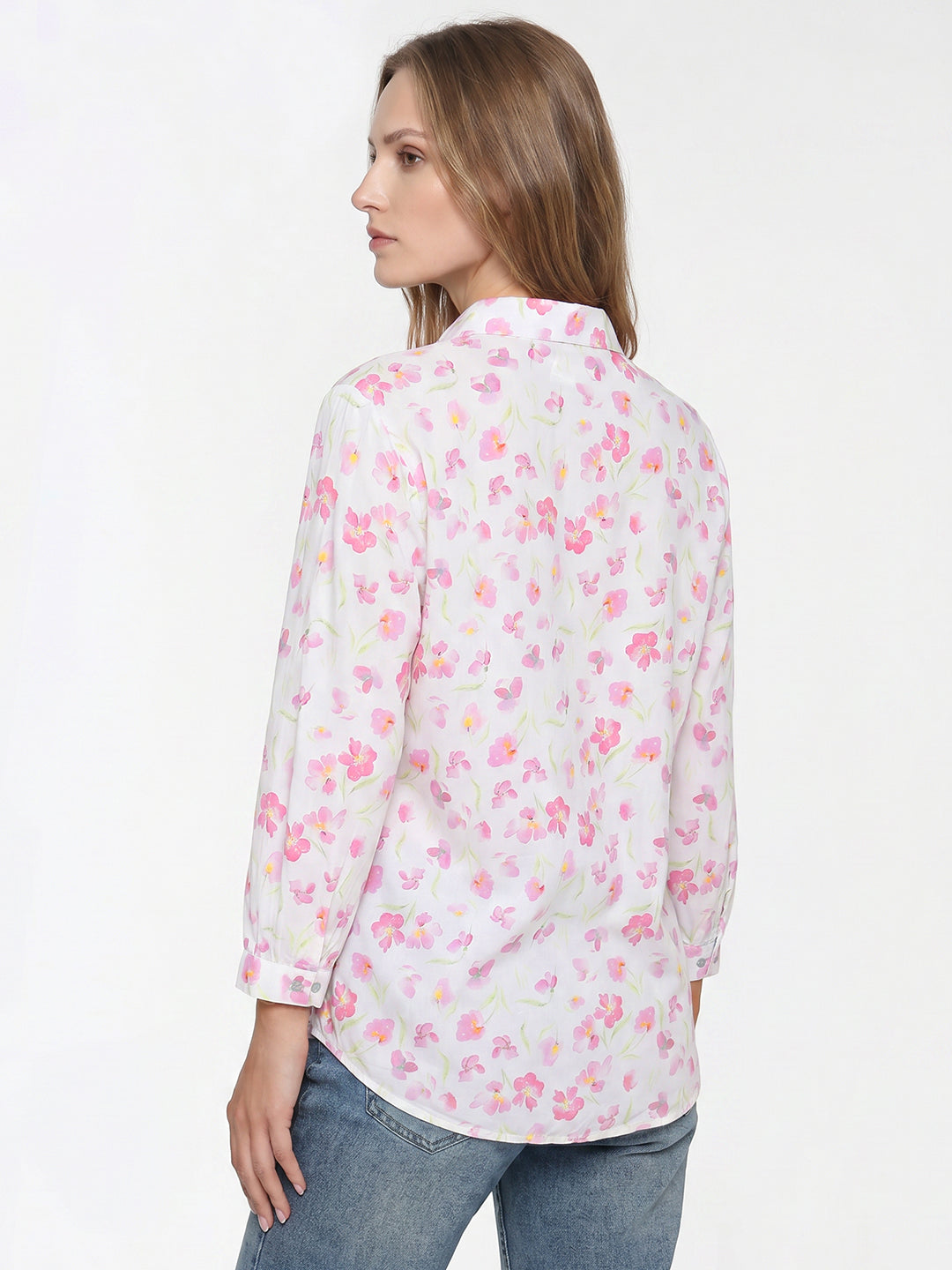 Women Pink Floral Shirt