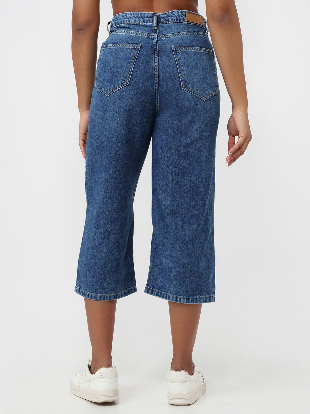 Light Blue High-Rise Denim Culottes