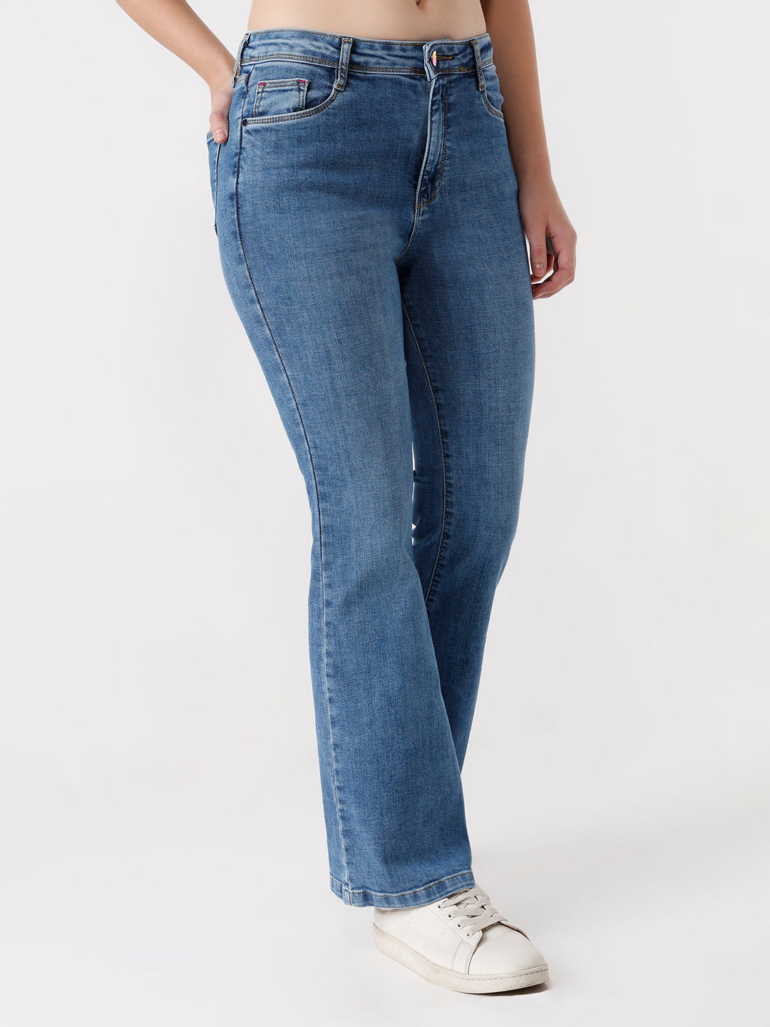 Women Blue High-Rise Flare Jeans