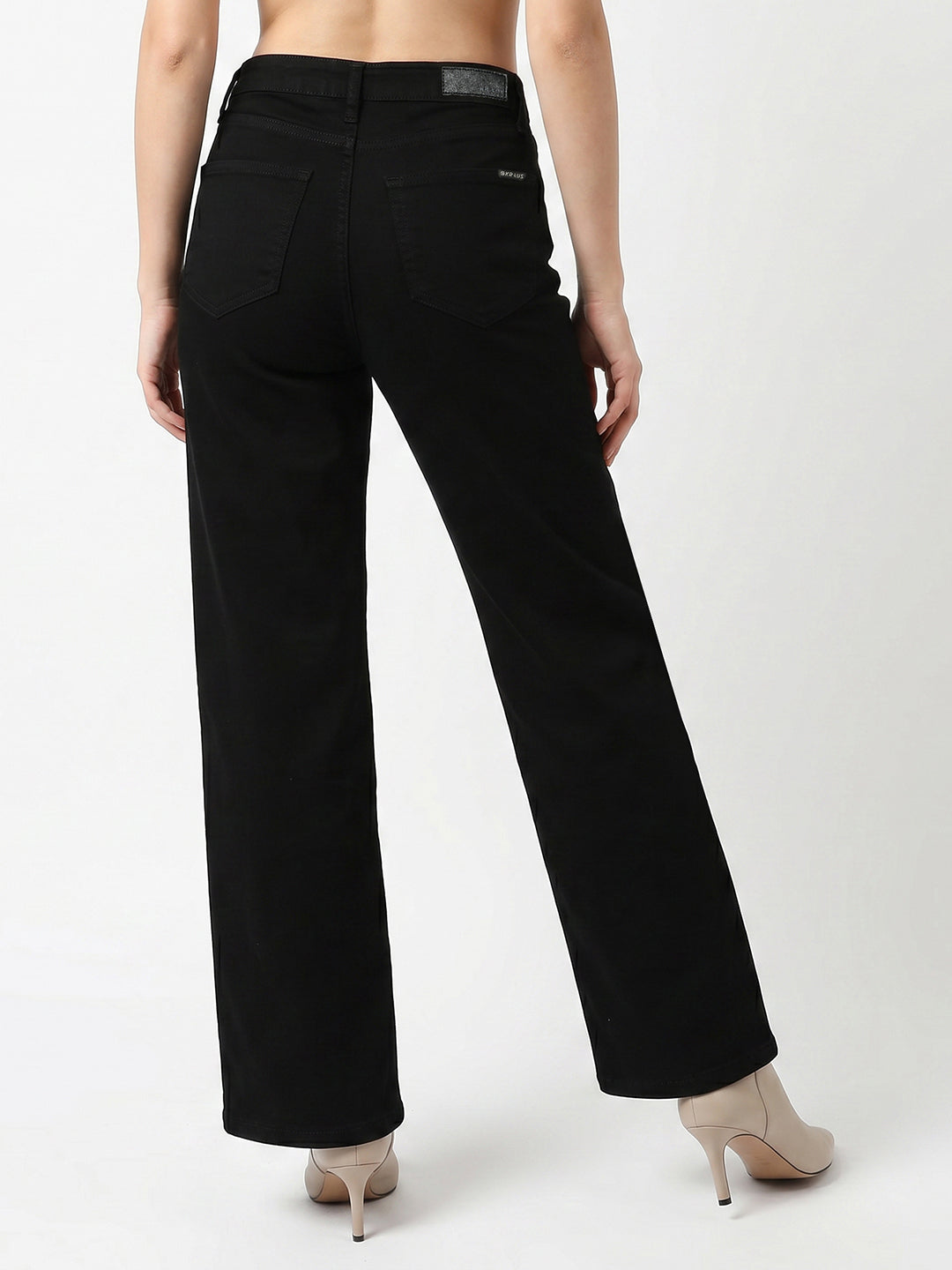 Women Black High-Rise Straight Fit Jeans