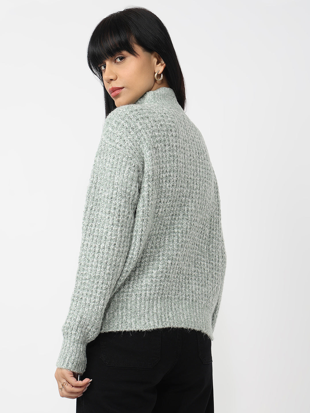Women Mint Slim Fit Sweater