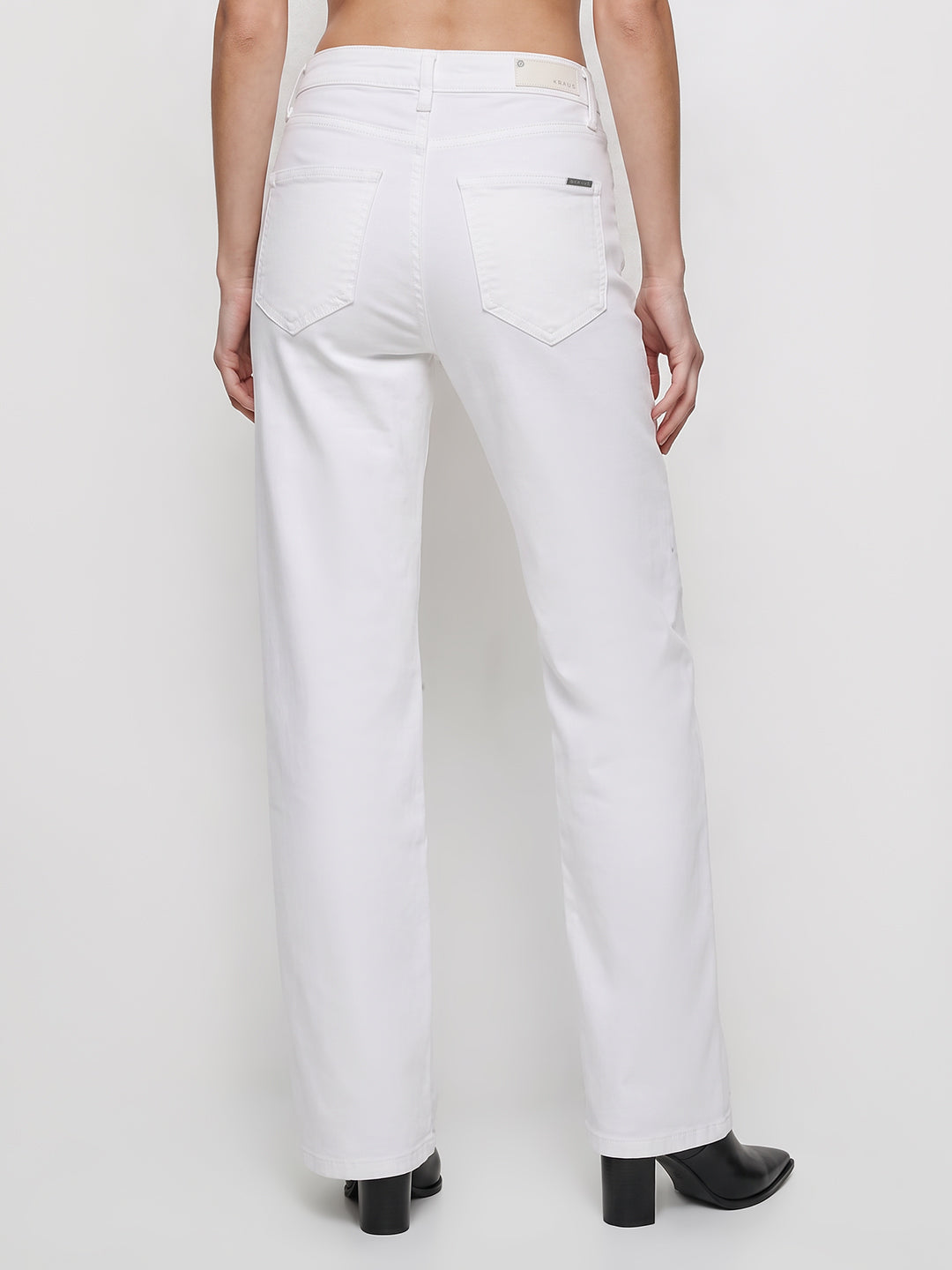 Women White High-Rise Wide Leg Jeans