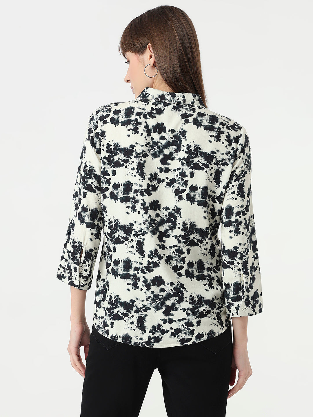 Women Black Tie/Dye Slim Fit Shirt