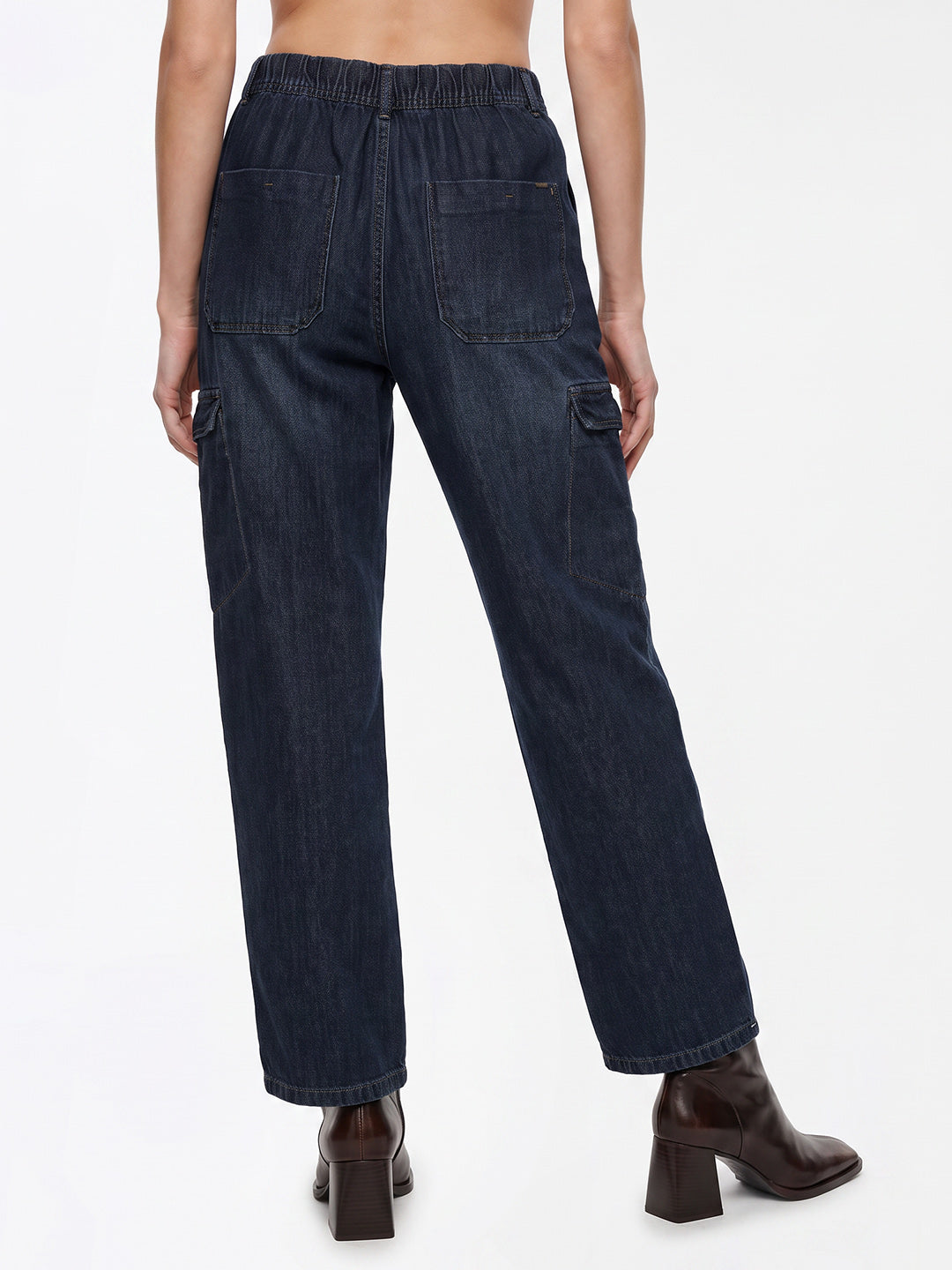 Women Blue Mid-Rise Cargo