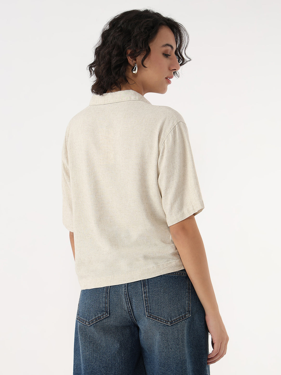 Women Light Natural Crop Shirt