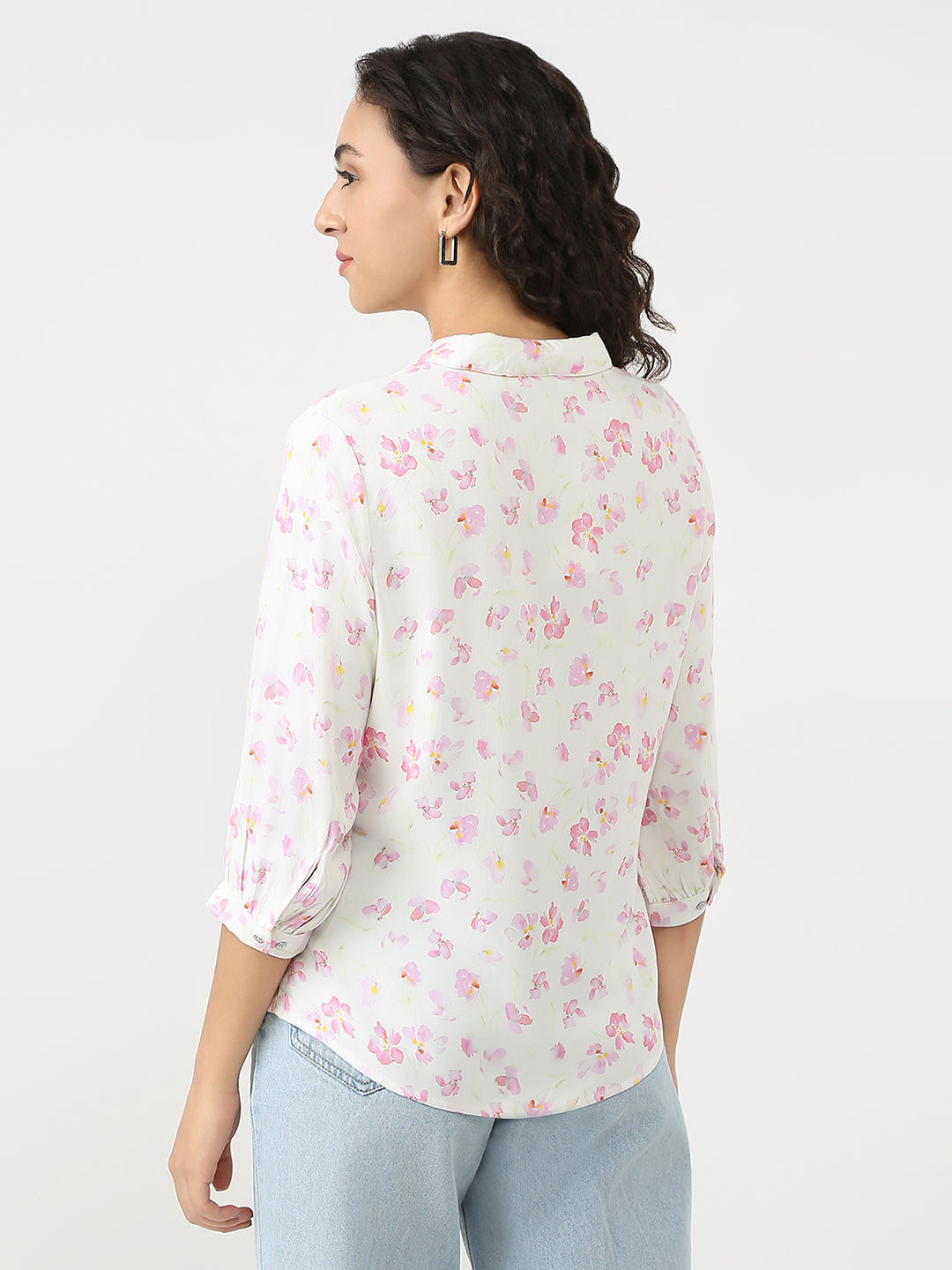 Women Pink Floral Print Shirt