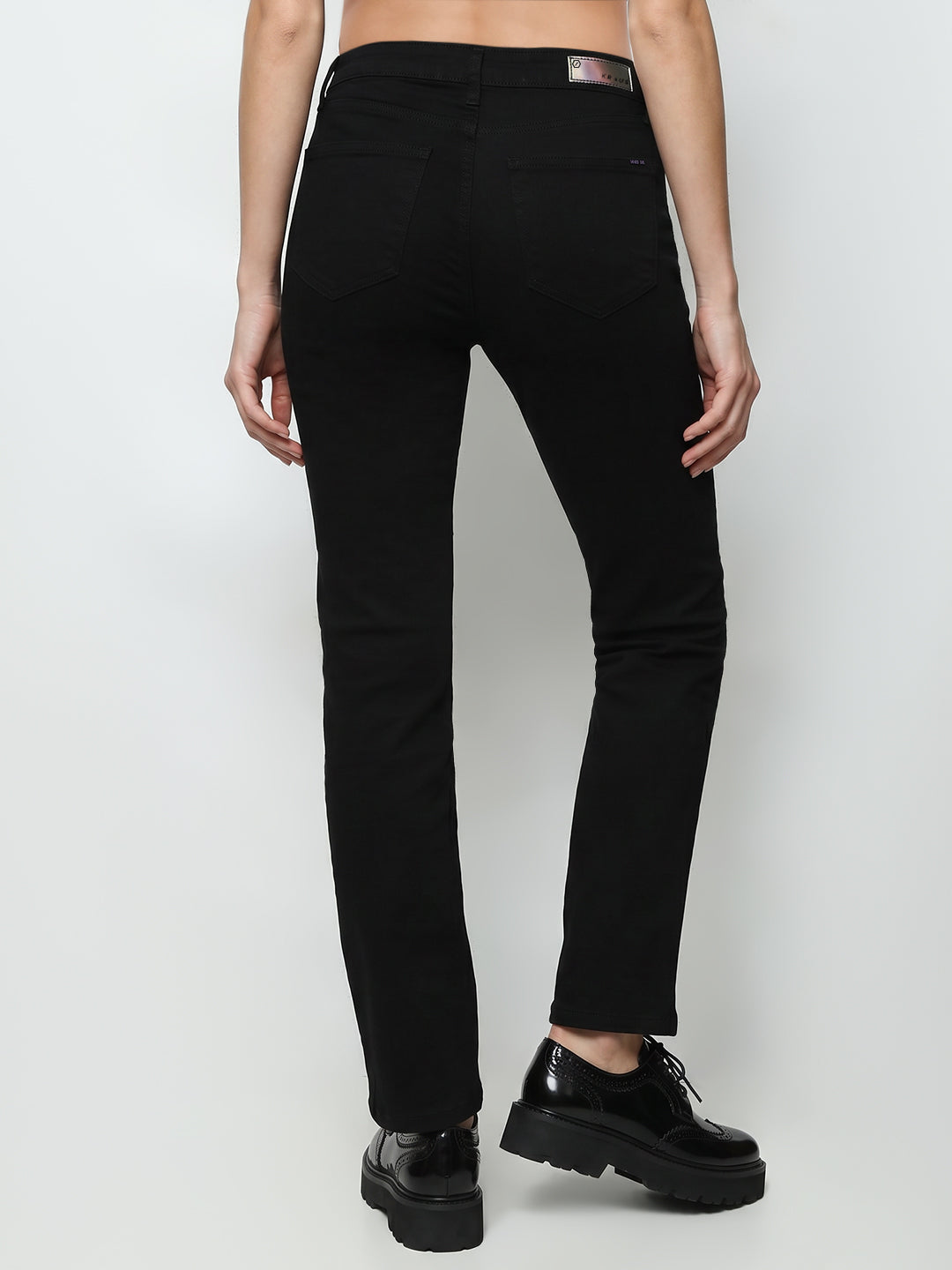 Women Black High-Rise Crop Flare Jeans