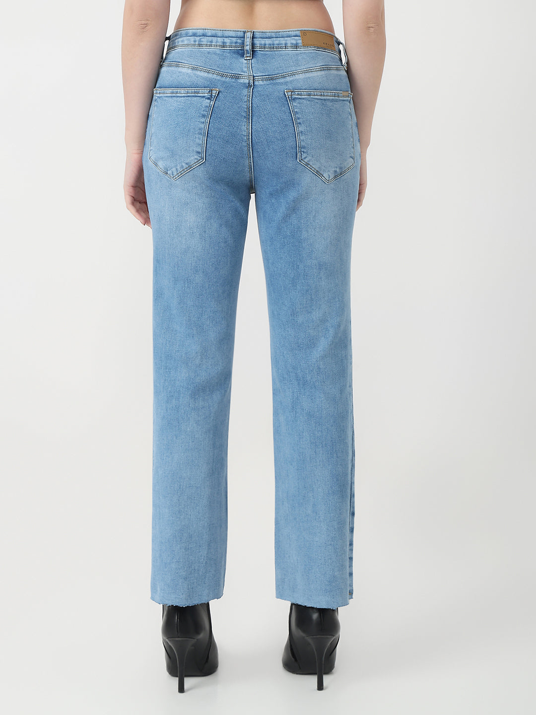 Women Blue High-Rise Crop Flare Jeans