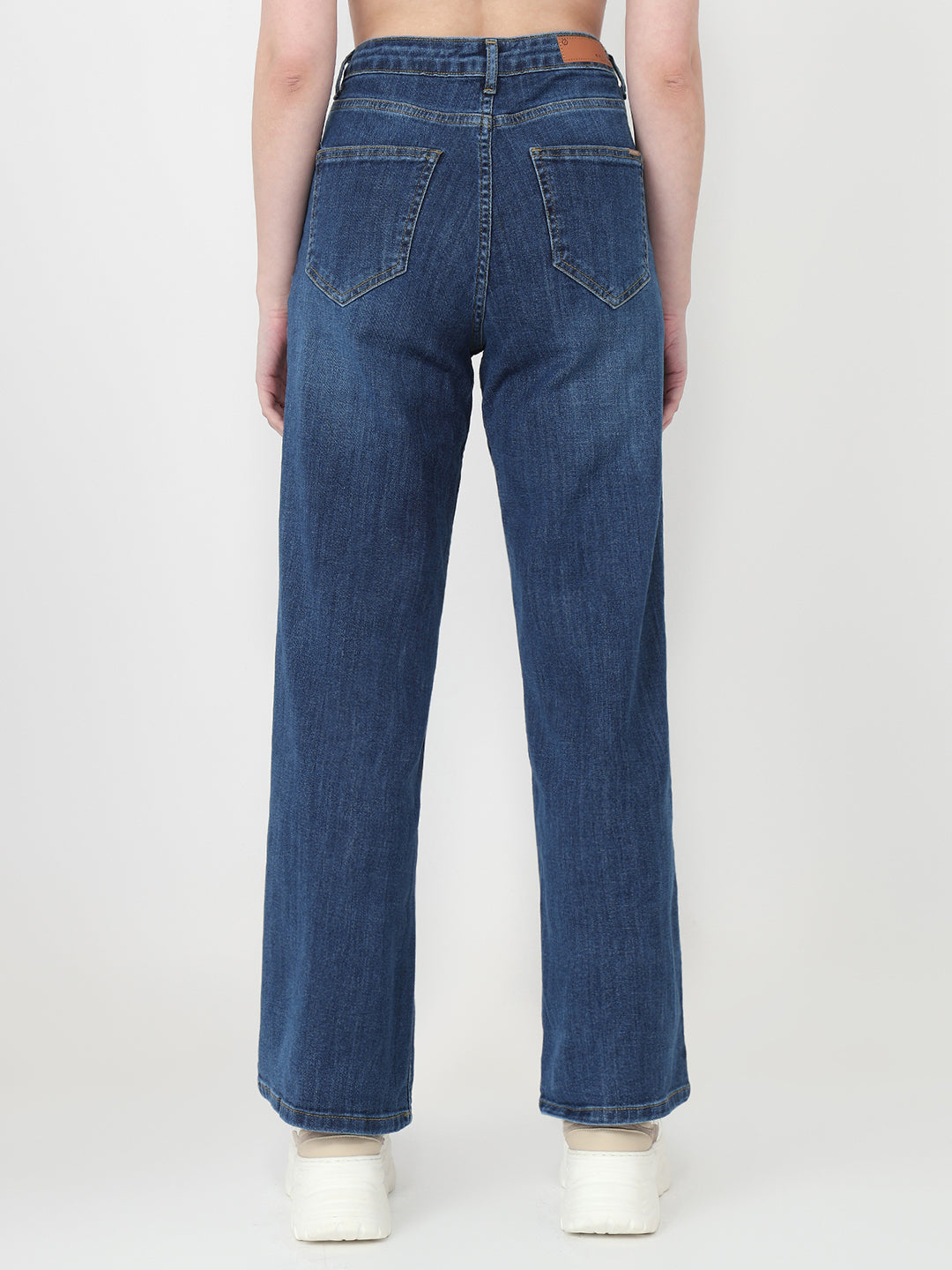 Women Blue High-Rise Wide Leg Jeans