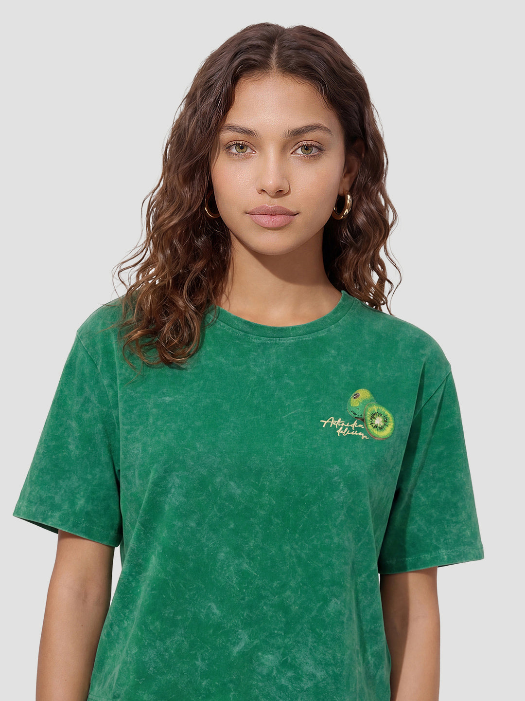 Women Matcha Green Crop Tees