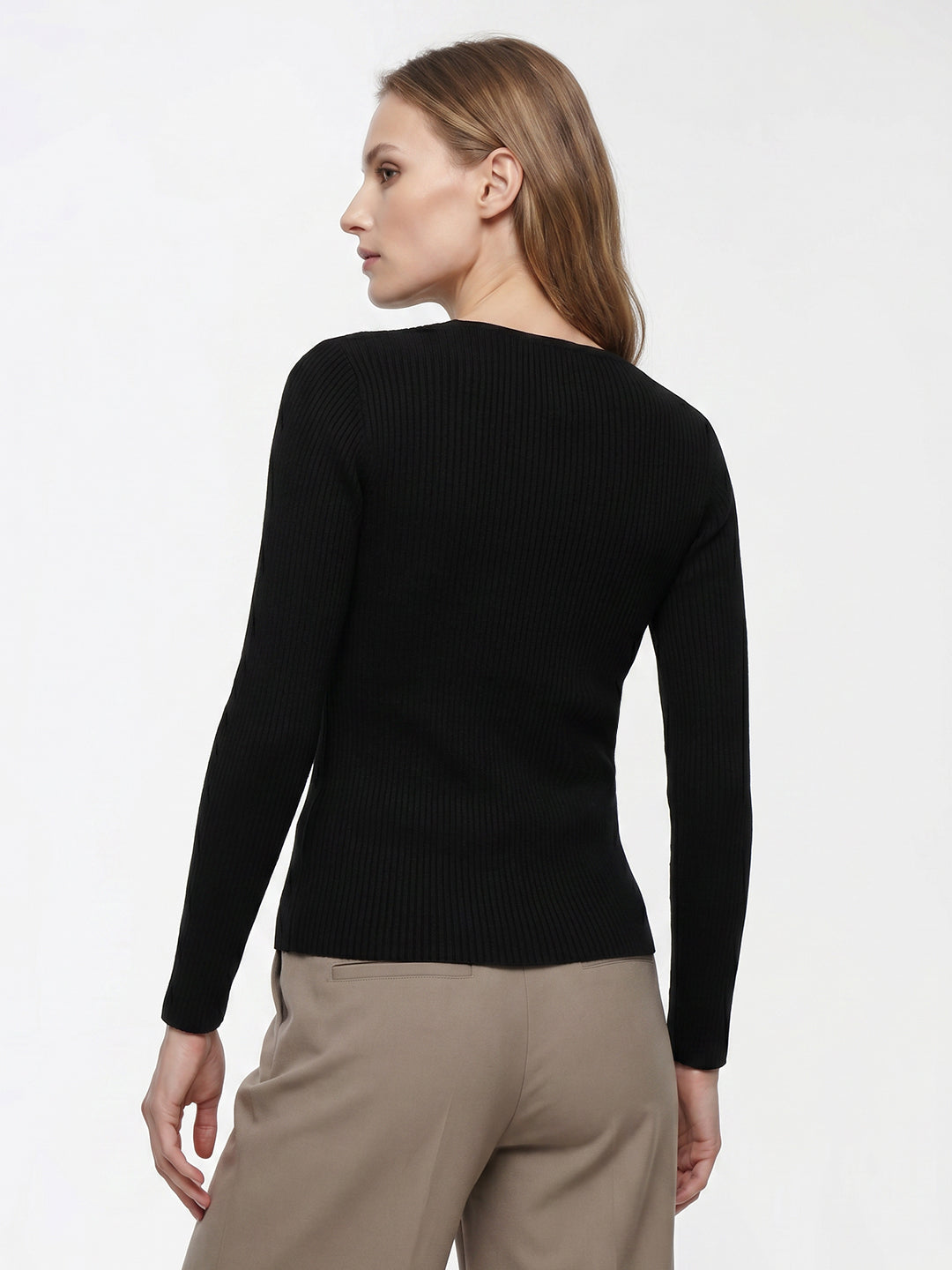 Women Black Flat Knit