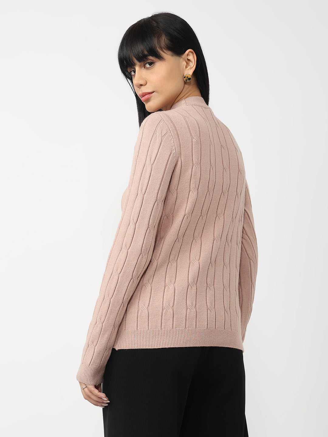 Women Beige Slim Fit Sweater