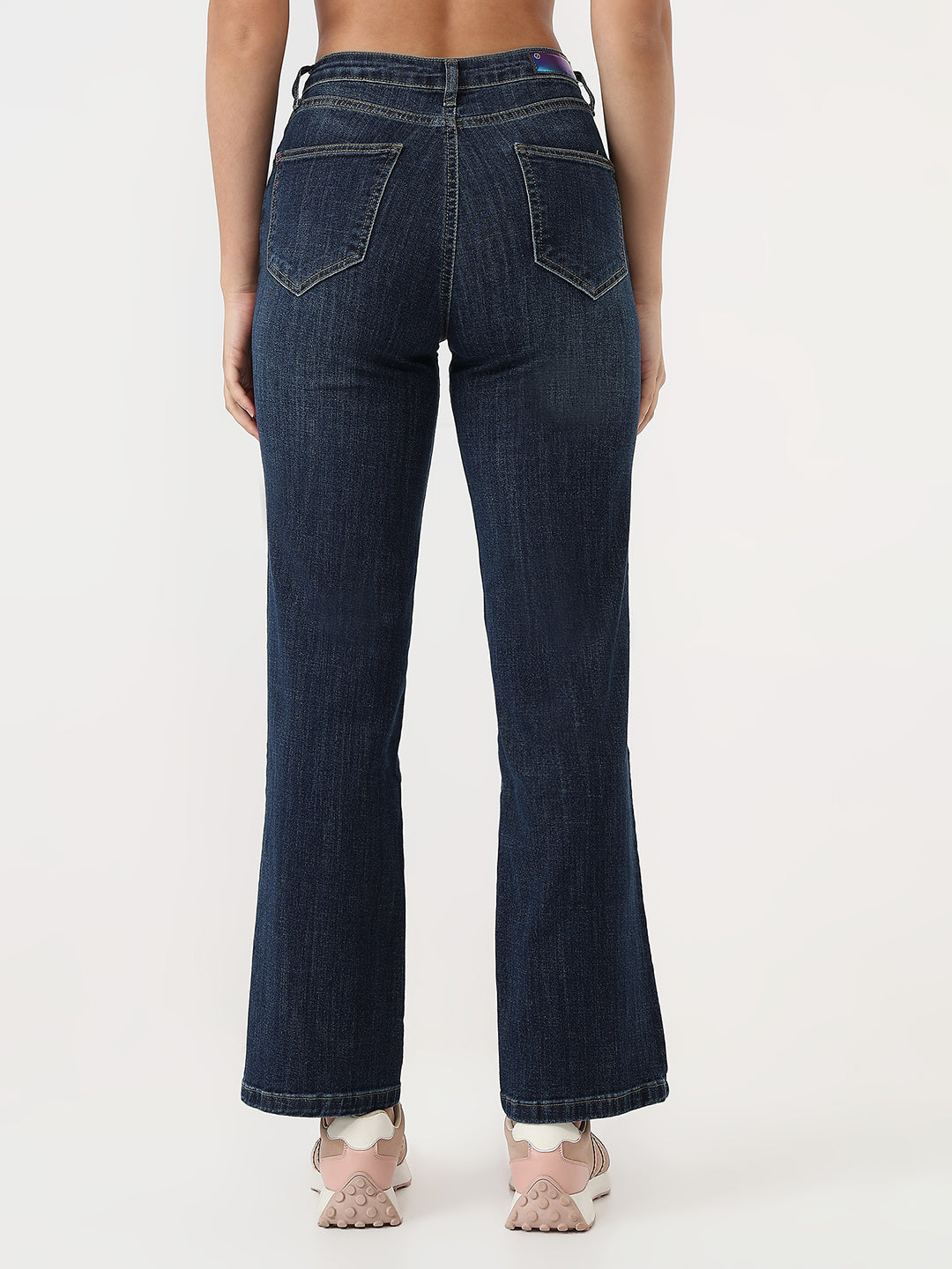 Women Dark Blue High-Rise Straight Jeans