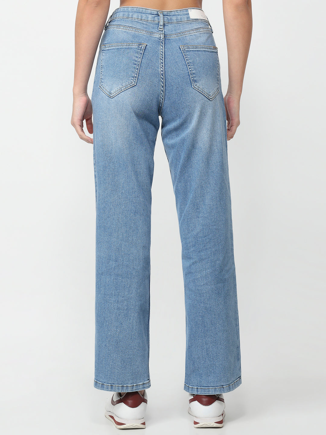 Women Light Blue High-Rise Wide Leg Jeans