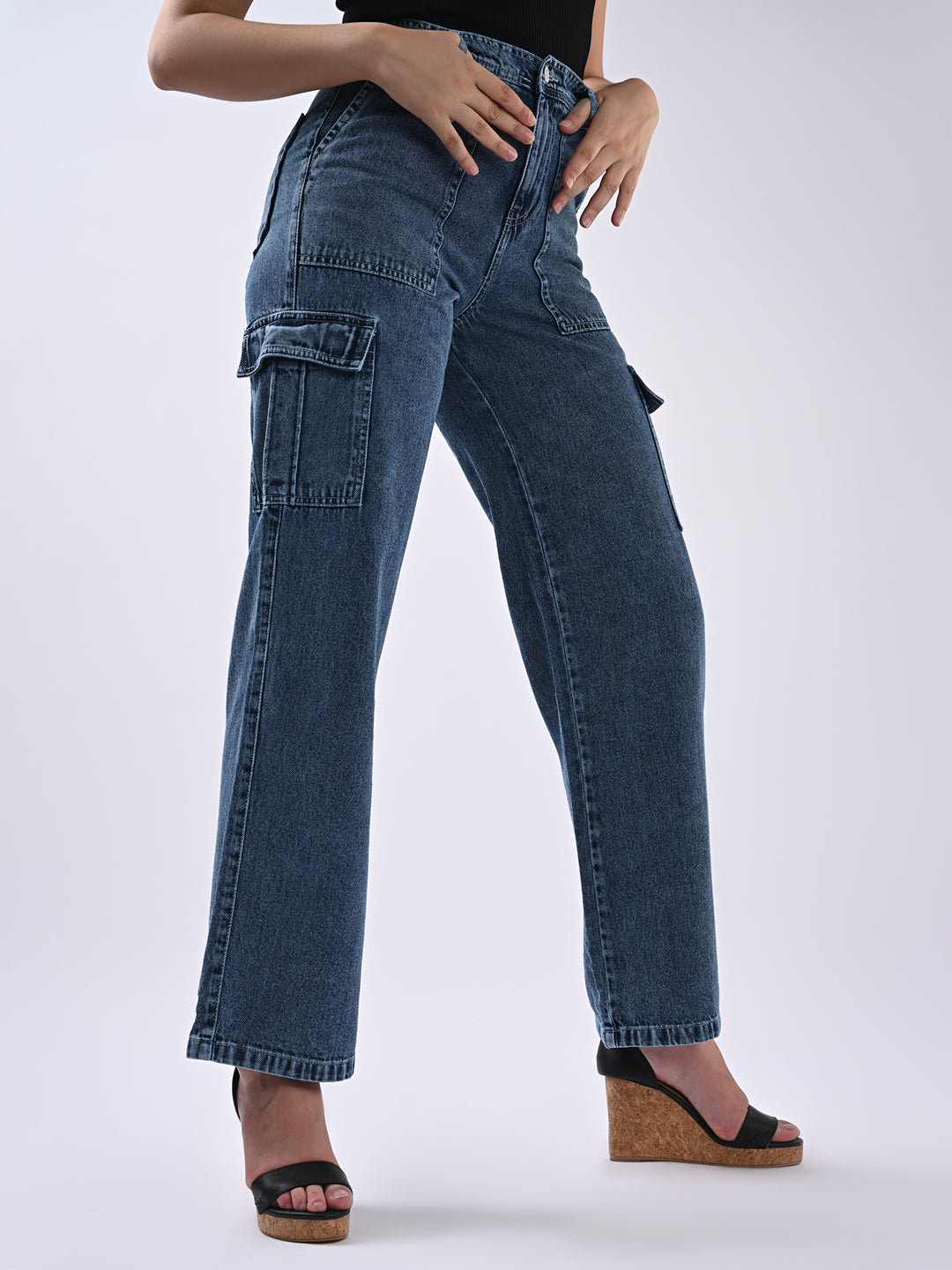 Women High-Rise Loose Fit Cargo