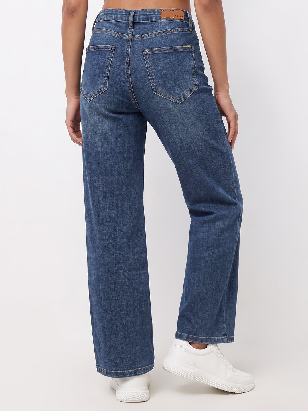 Dark Blue High-Rise Straight Fit Jeans