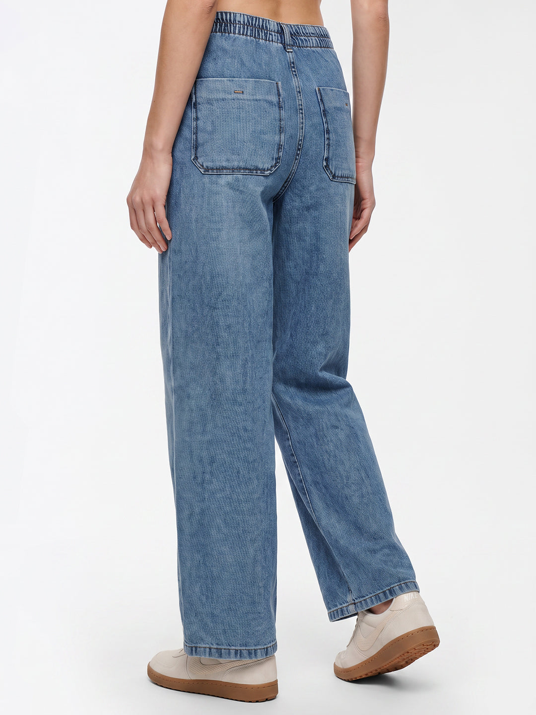 Women Light Blue High-Rise Wide Leg Jeans