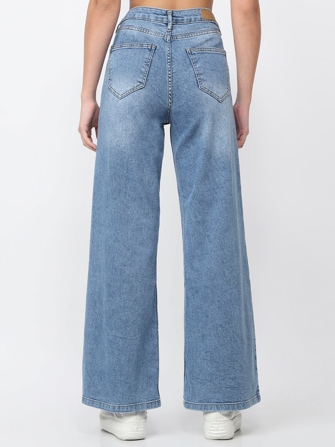 Women Blue High-Rise Super Wide Leg Jeans