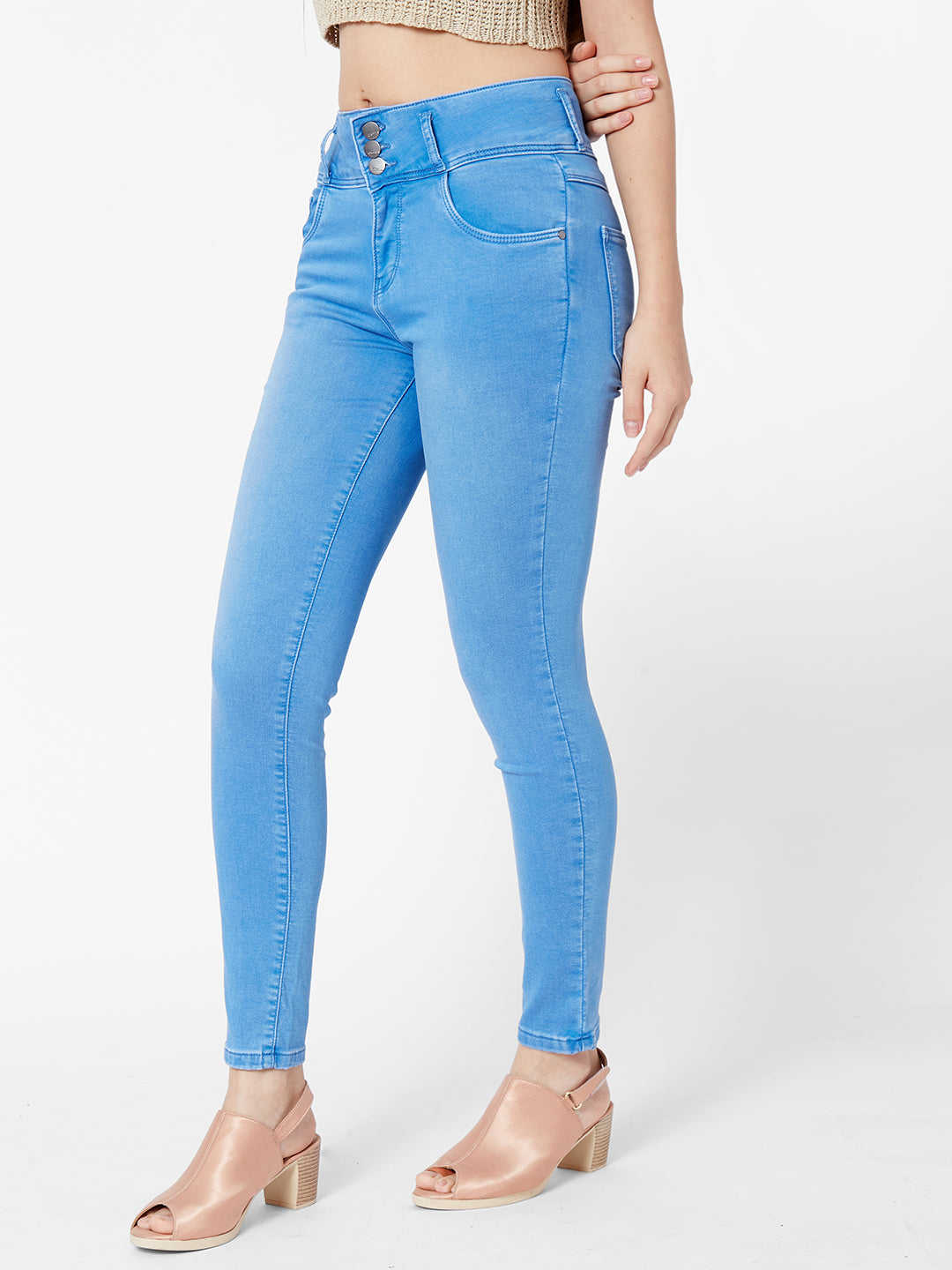 Women Light Blue High-Rise Skinny Jeans