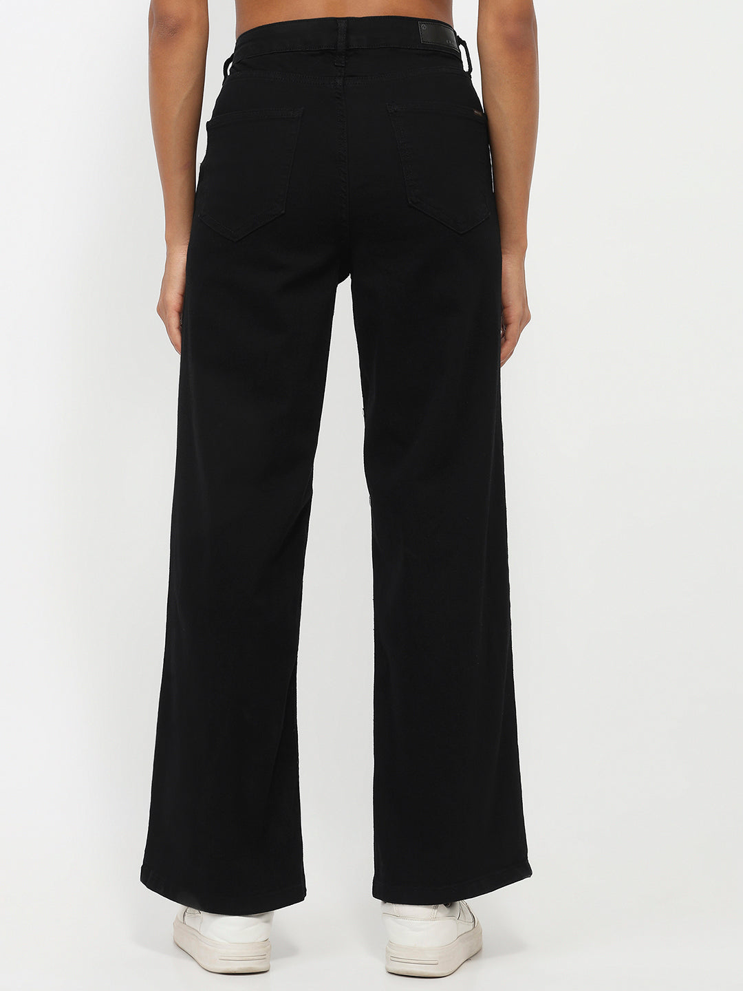 Women Black High-Rise Wide Leg Jeans