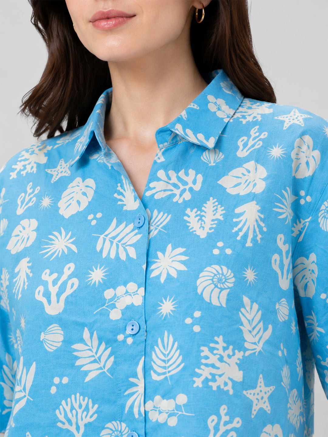Women Sky Crop Shirt