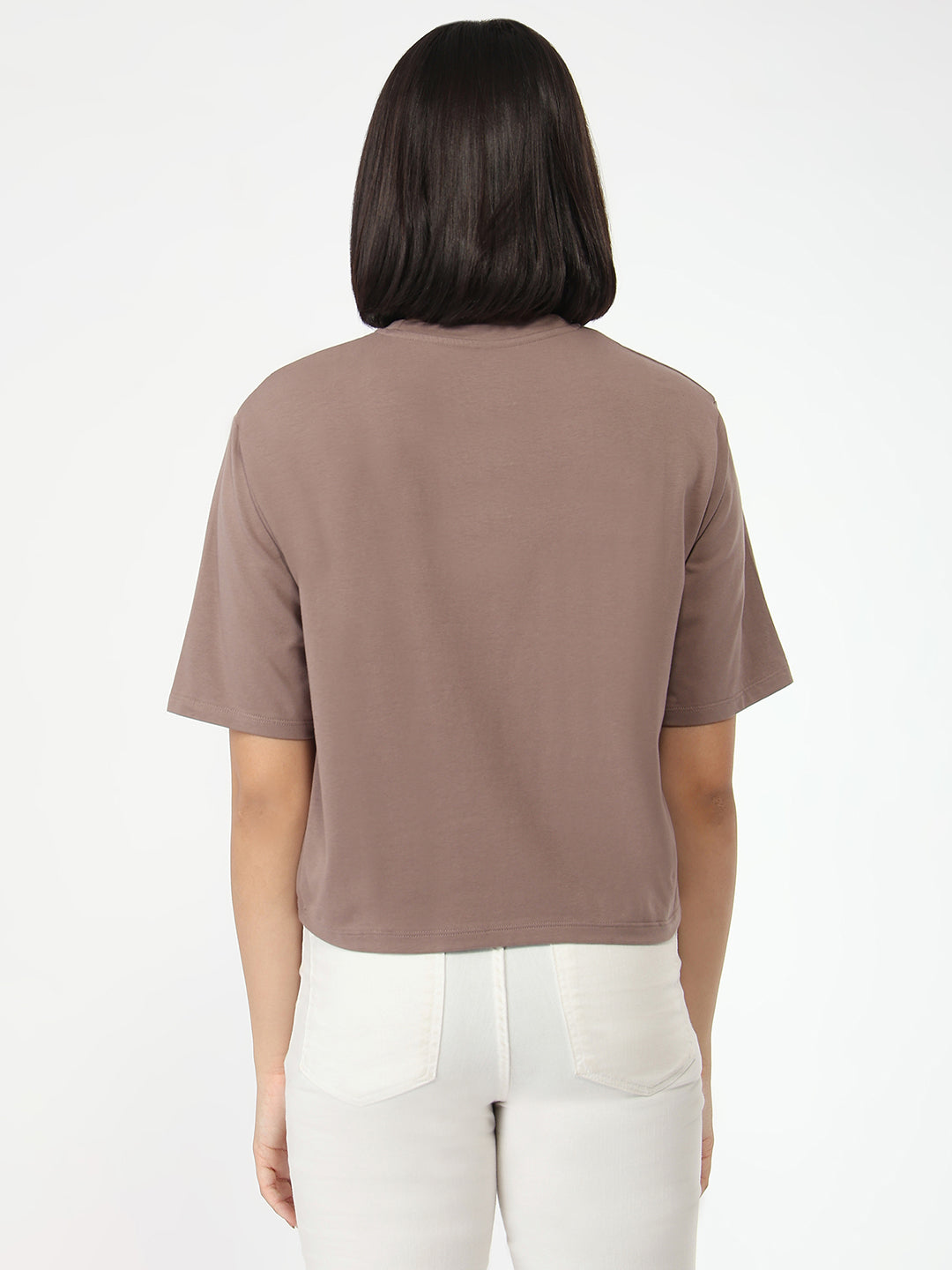 Women Oyster Slim Fit Crop T-Shirt