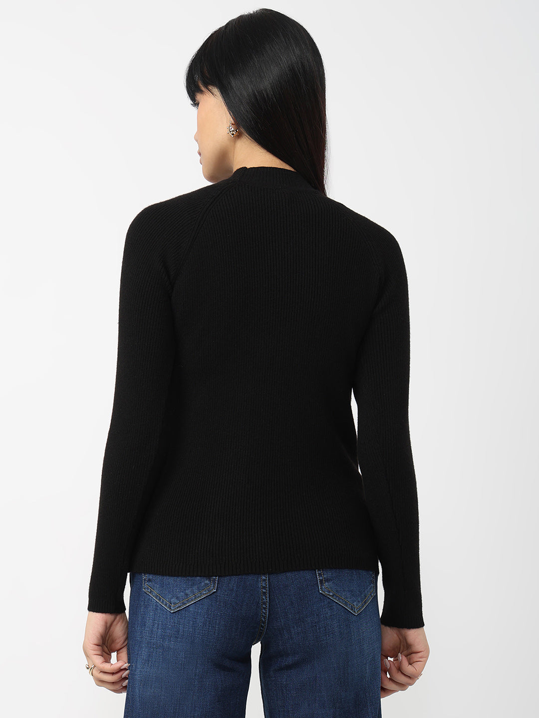 Women Black Slim Fit Sweater