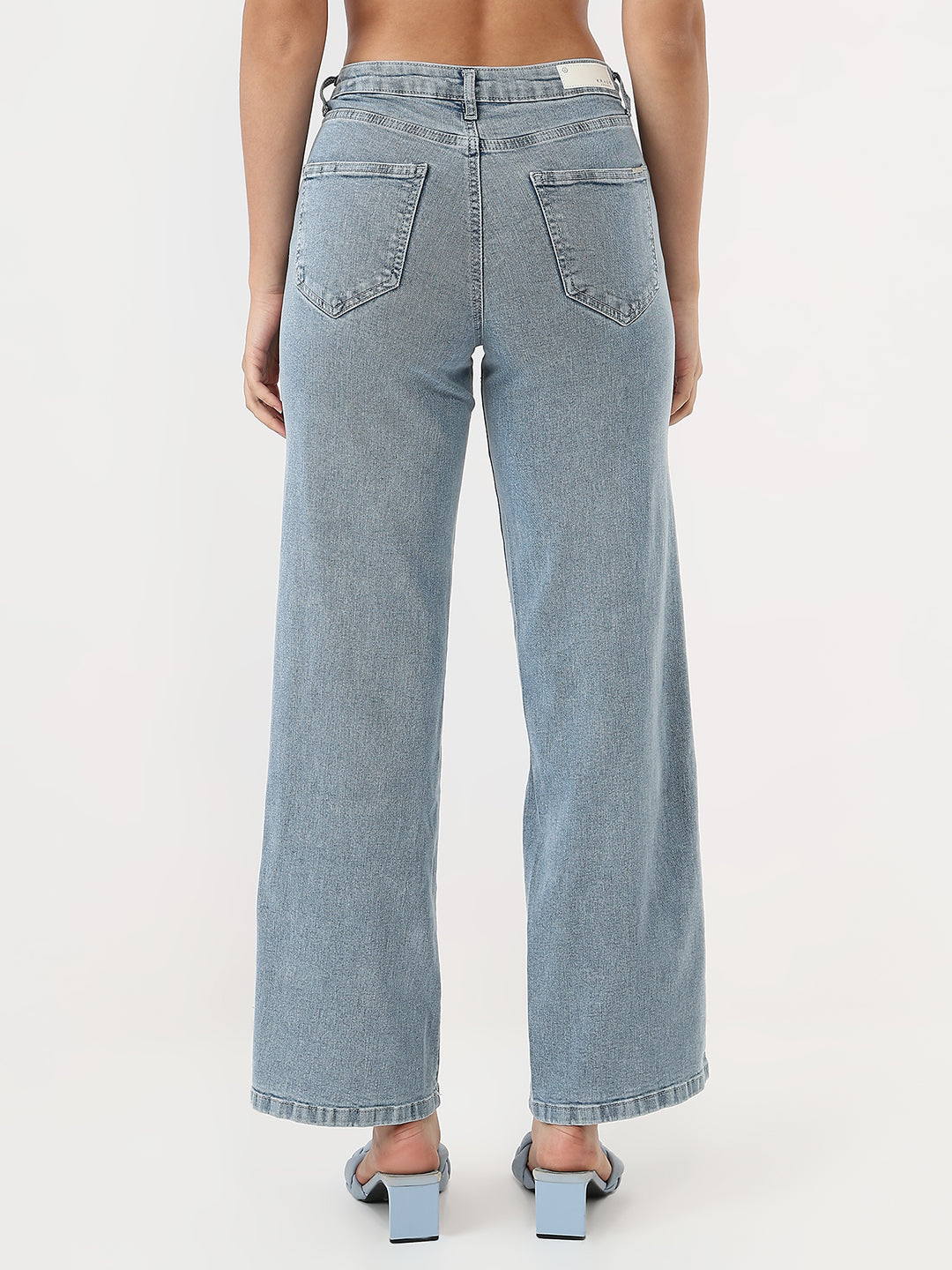 Women Light Blue High-Rise Wide Leg Jeans