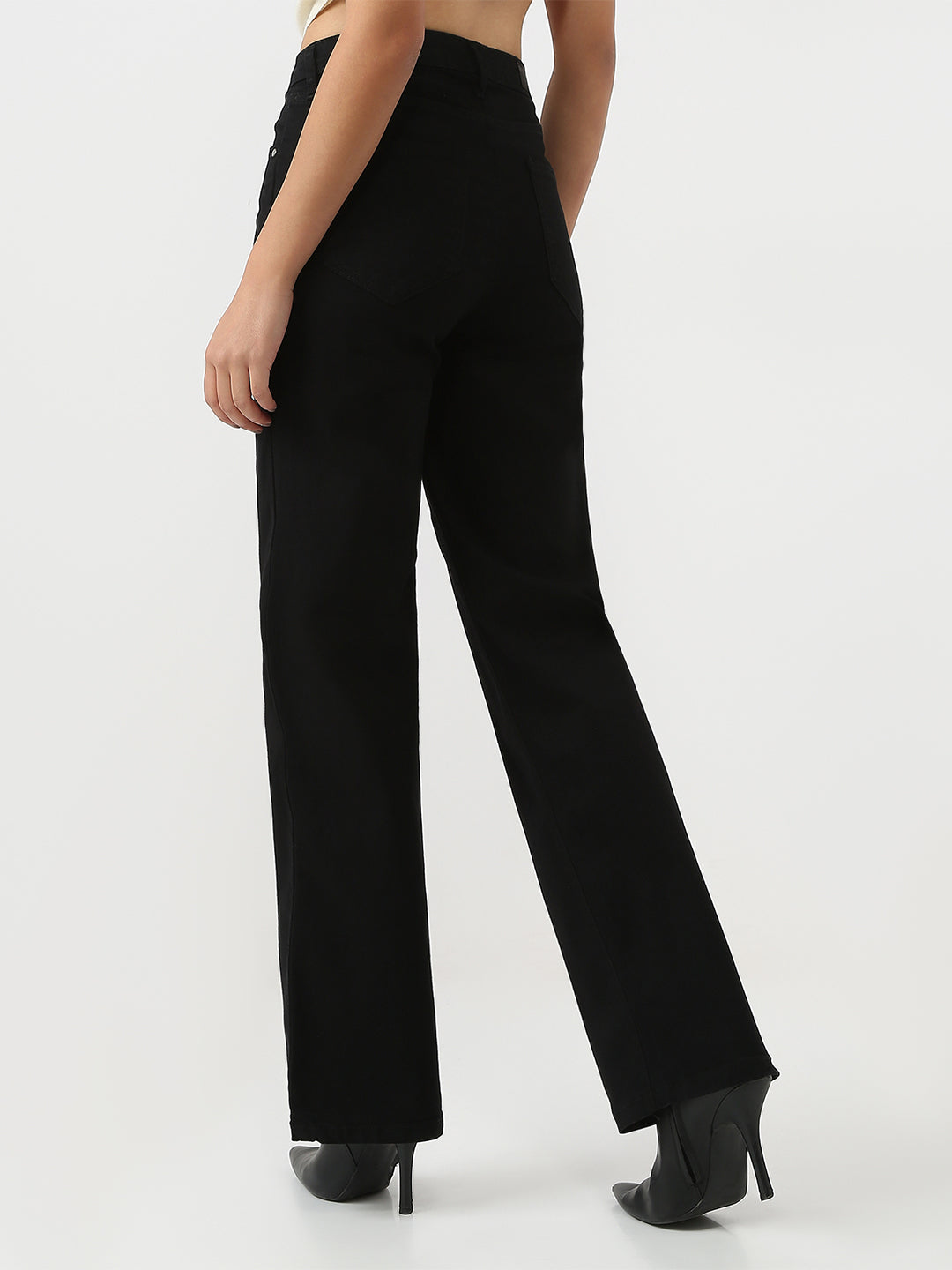 Women Black High-Rise Straight Fit Jeans