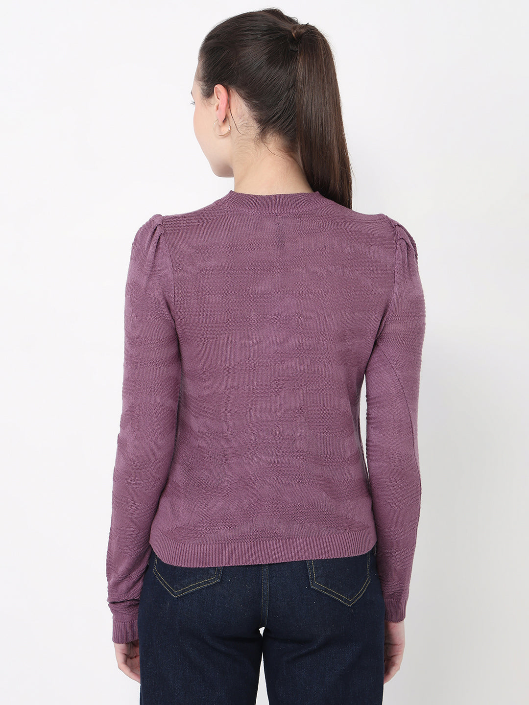 Women Mauve Slim Fit Flat Knit