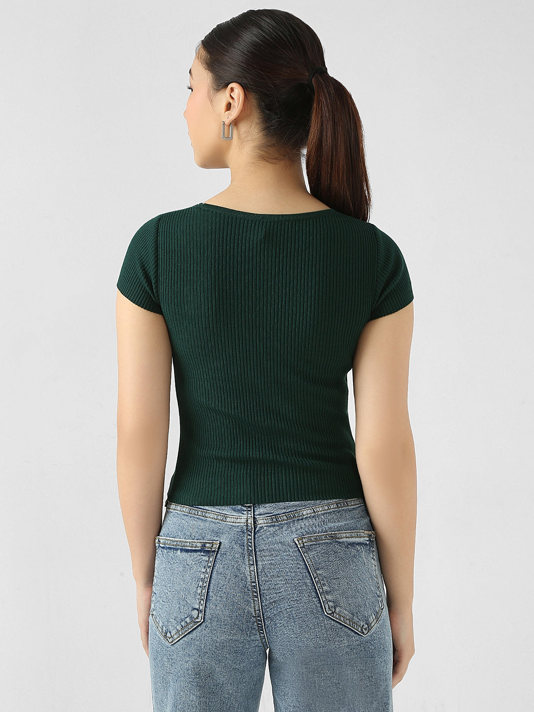 Women Ribbed Flat Knit Top