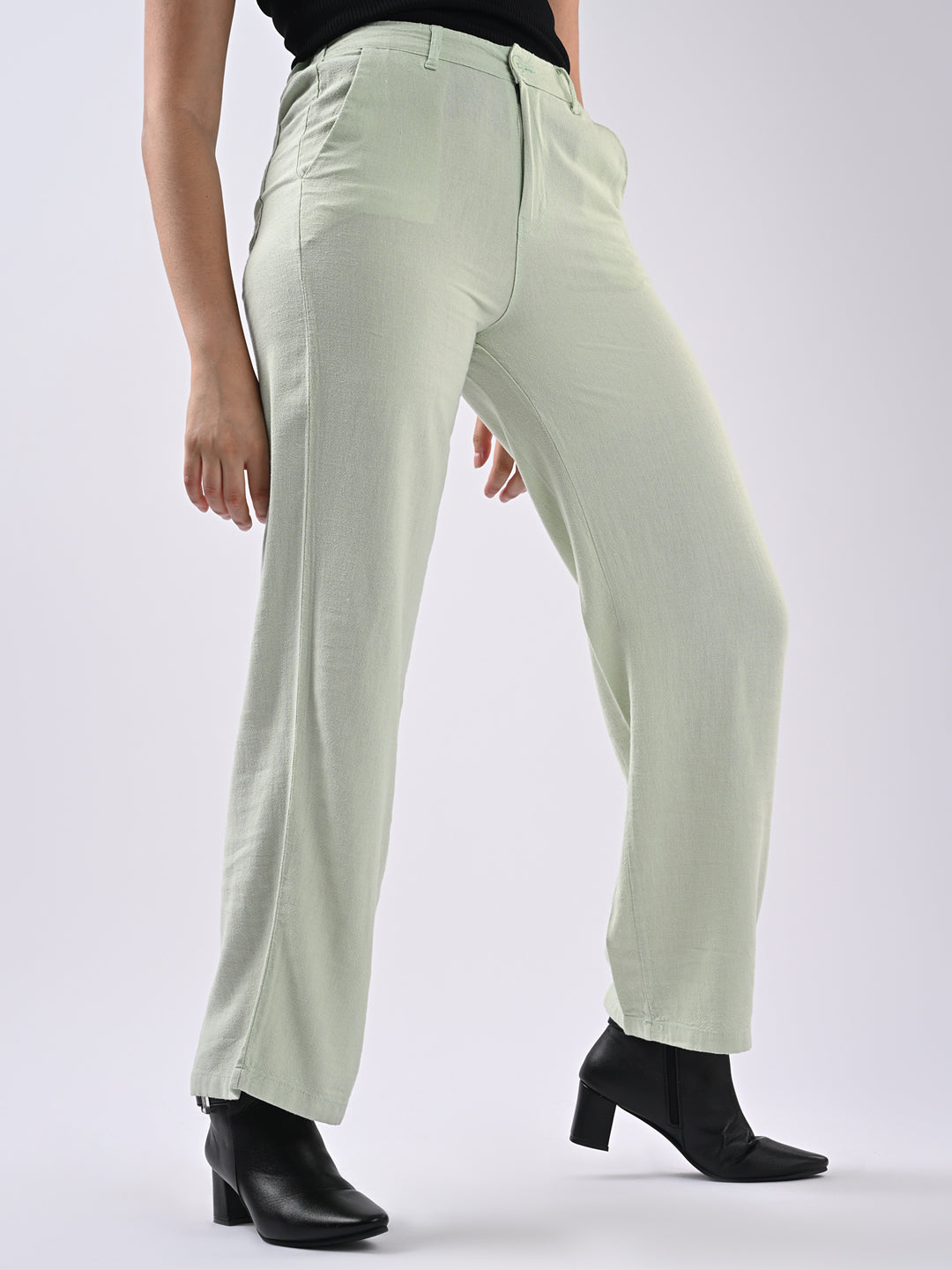 Women High-Rise Wide Leg Korean Pants