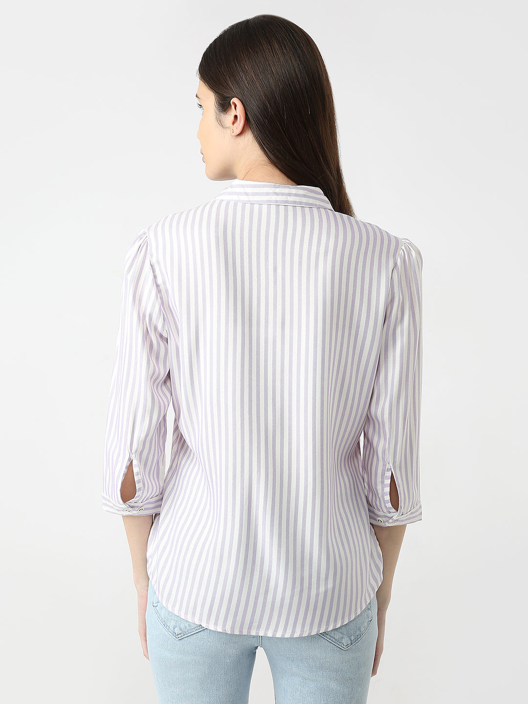 Women Lilac/White Stripe Shirt