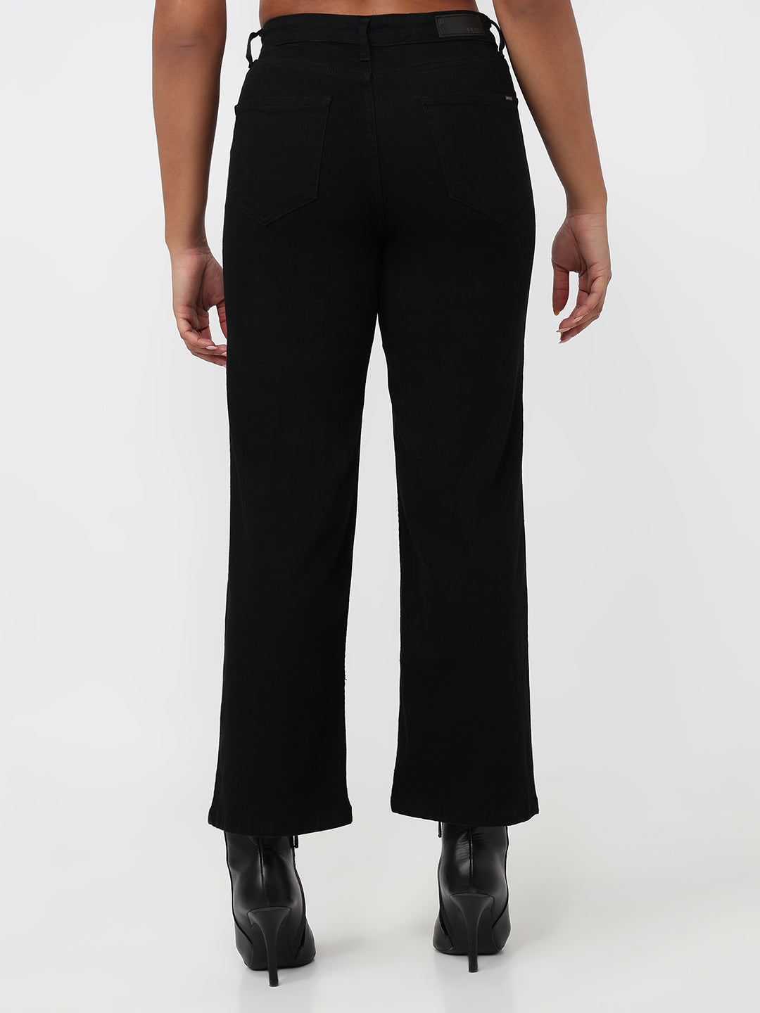 Women Black High-Rise Wide Leg Jeans