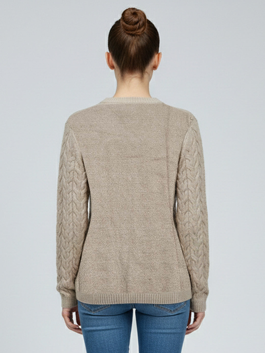 Women Beige Slim Fit Sweater