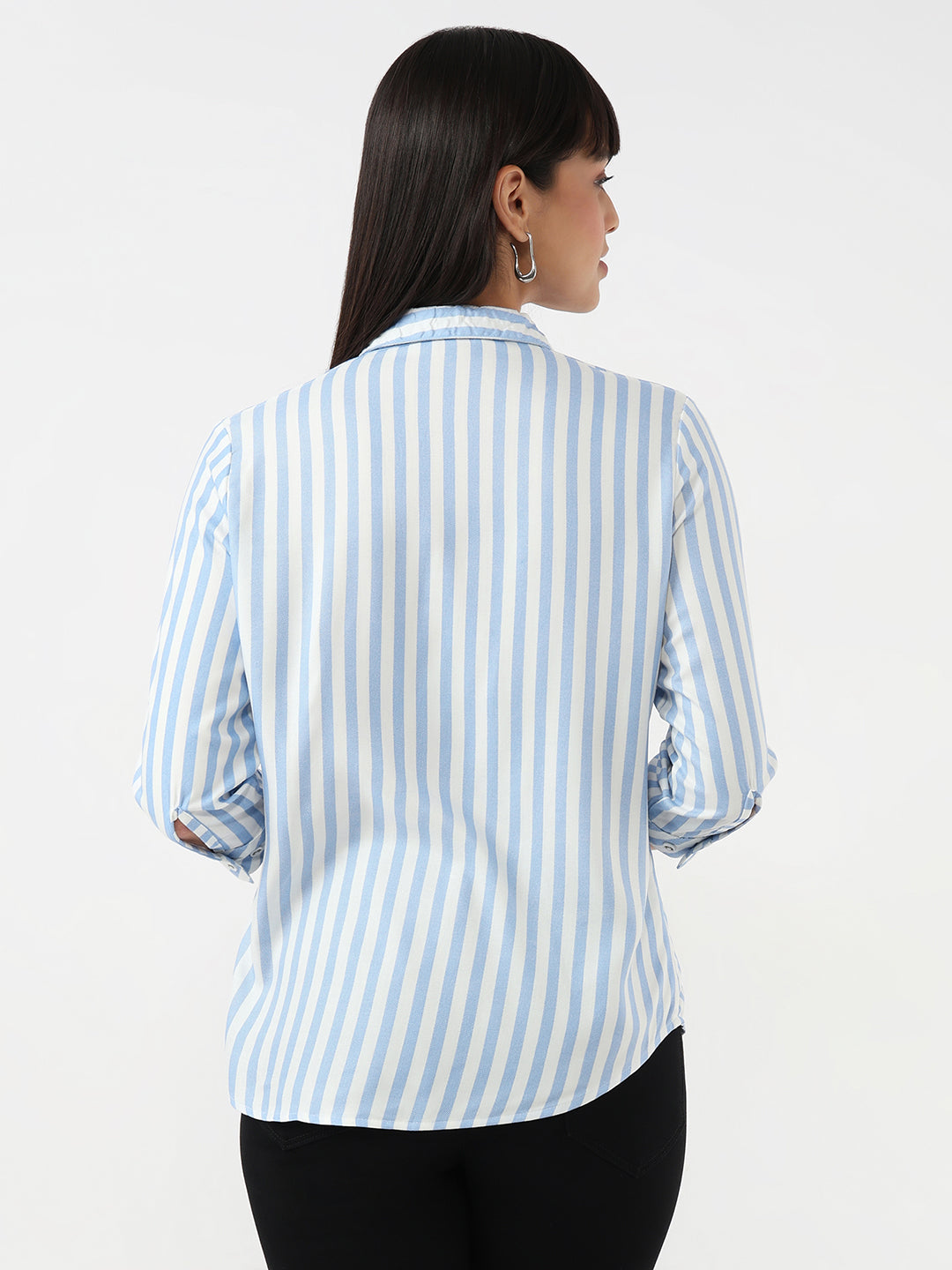 Women Sky/White Stripe Shirt