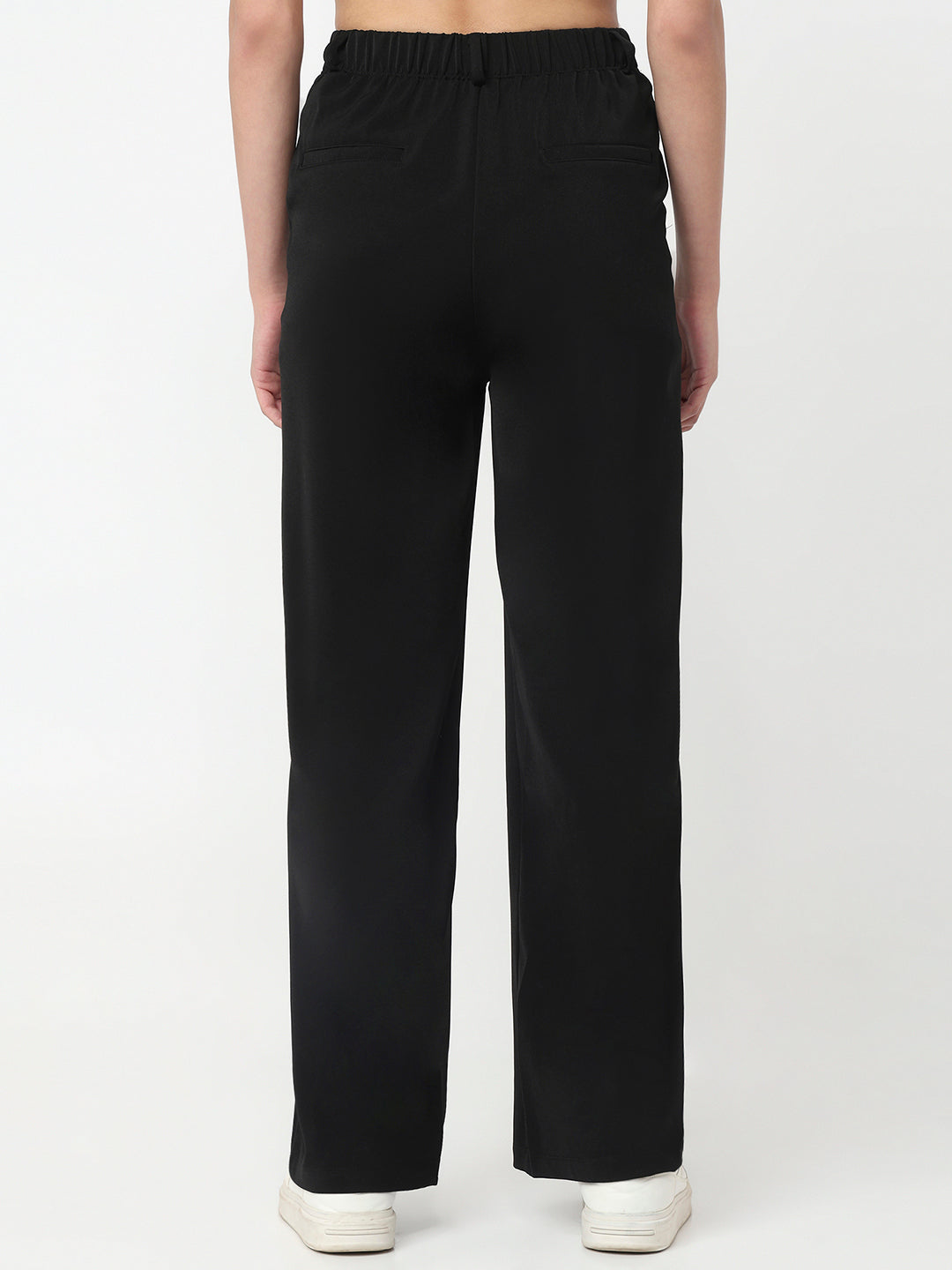 Women Black High-Rise Wide Leg Pants