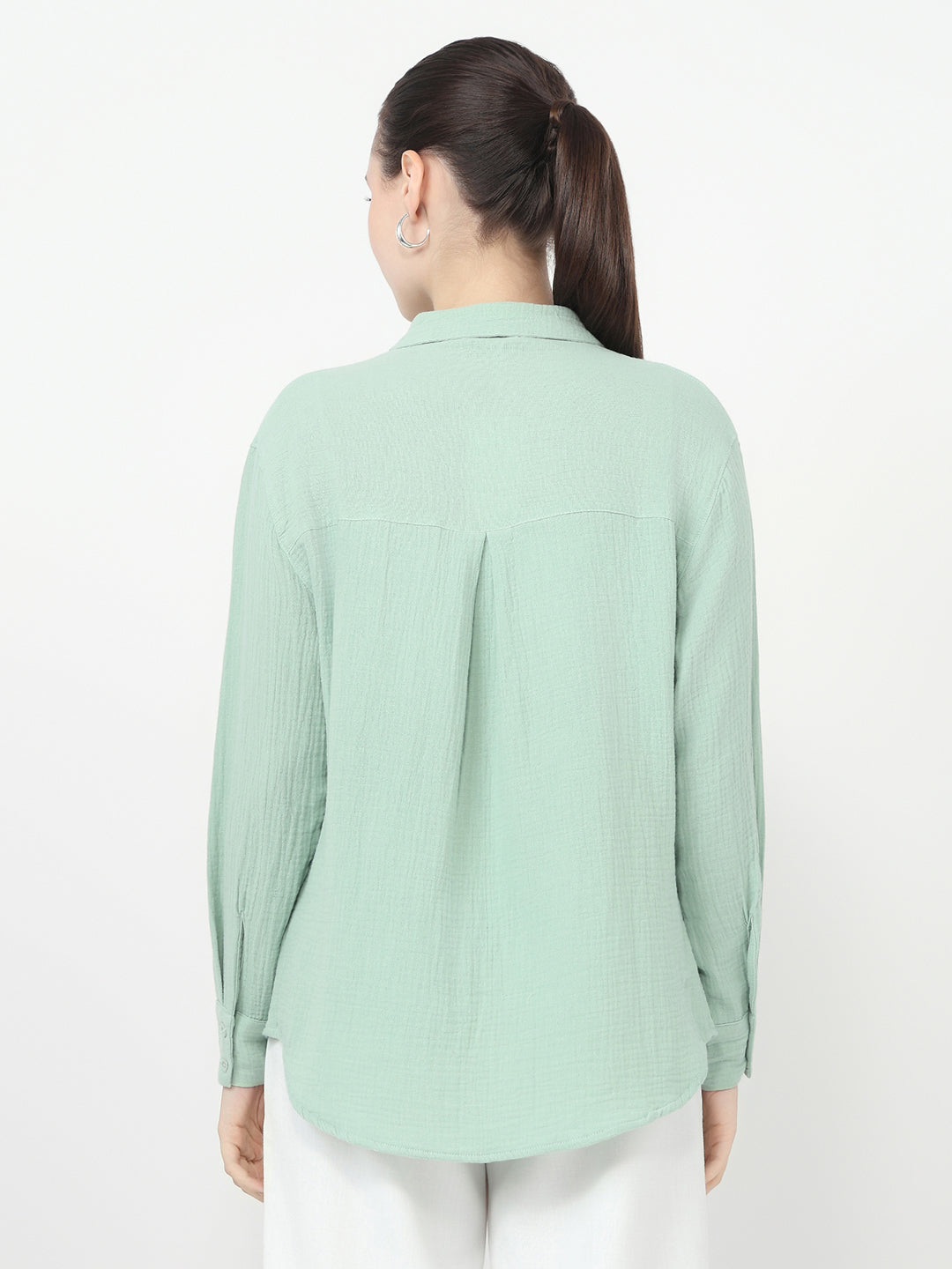 Women Mint Slim Fit Oversized Shirt