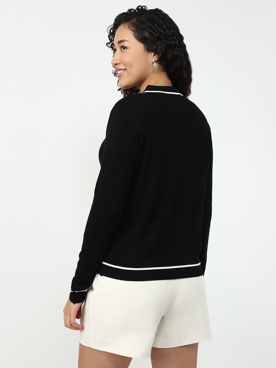 Women Black Slim Fit Flat Knit