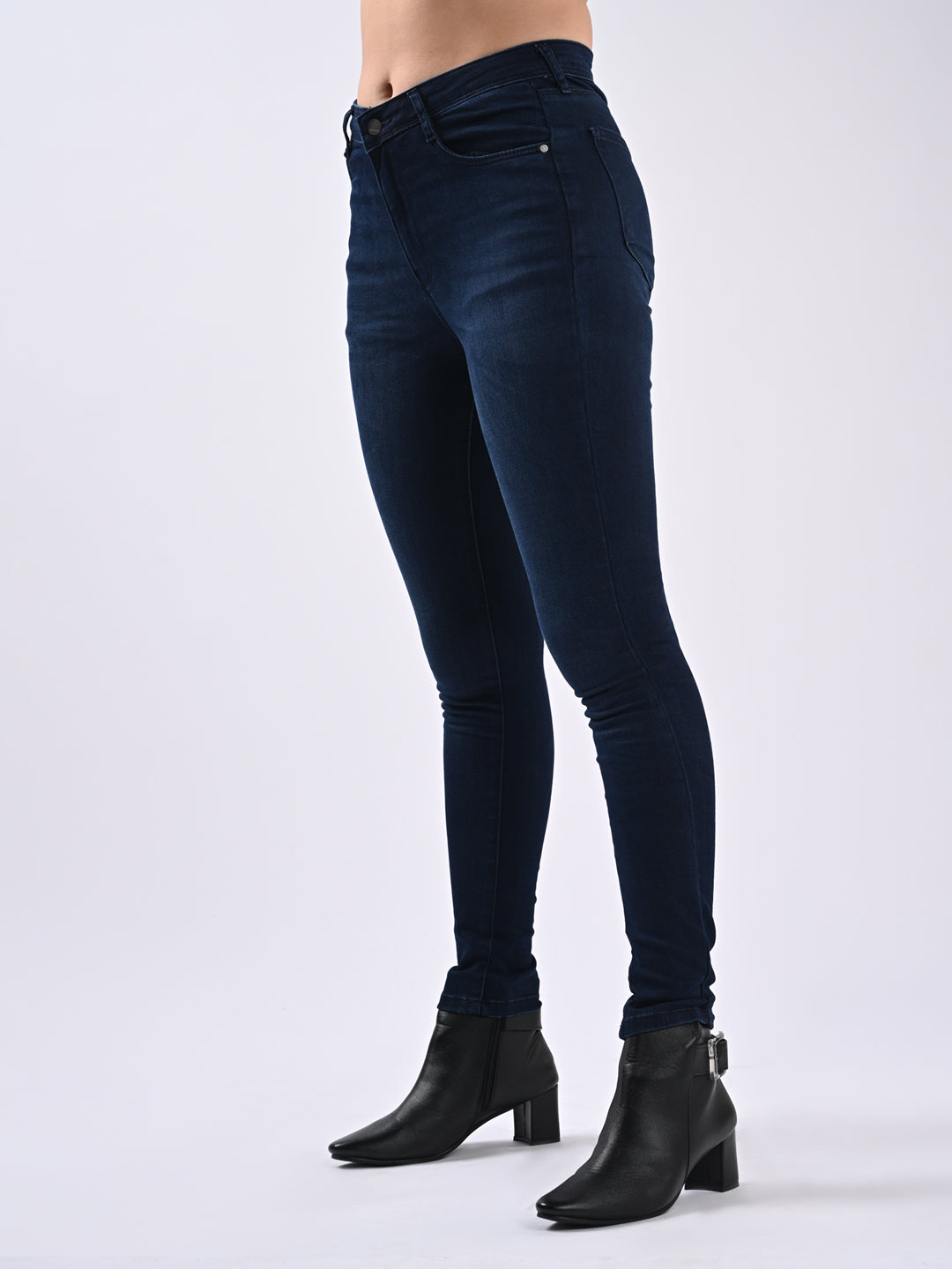 Women Dark Blue Sky High-Rise Skinny Fit Jeans