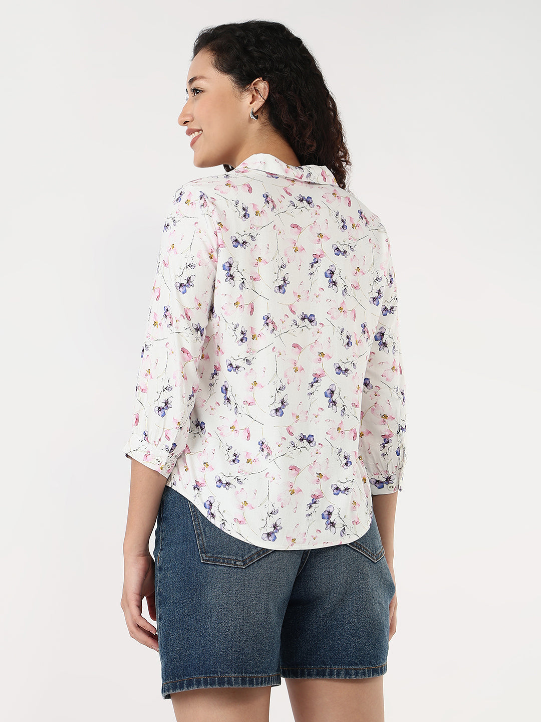 Women Floral Print Slim Shirt