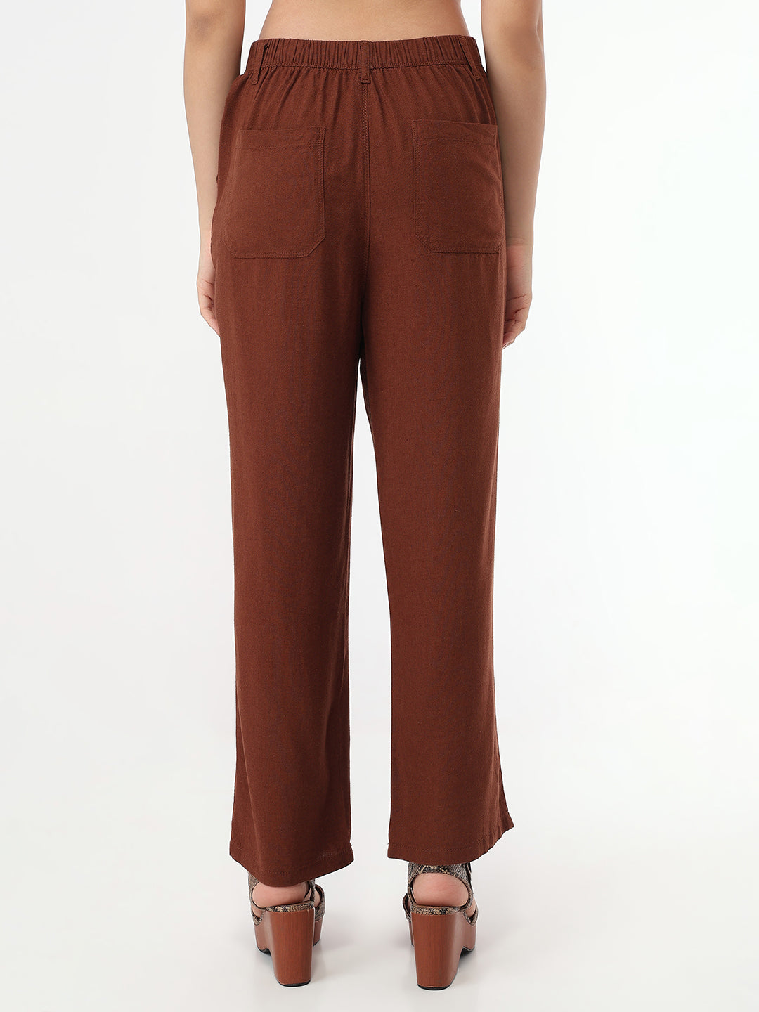Women Sepia Loose Straight Fit Pants