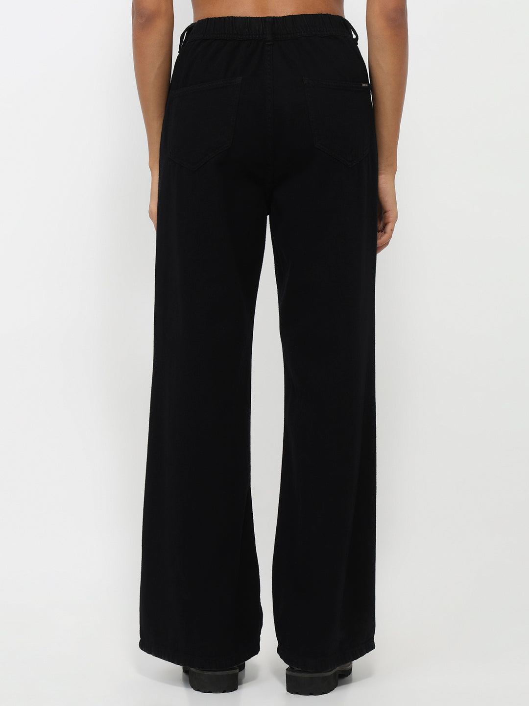Women Black High-Rise Super Wide Leg Jeans